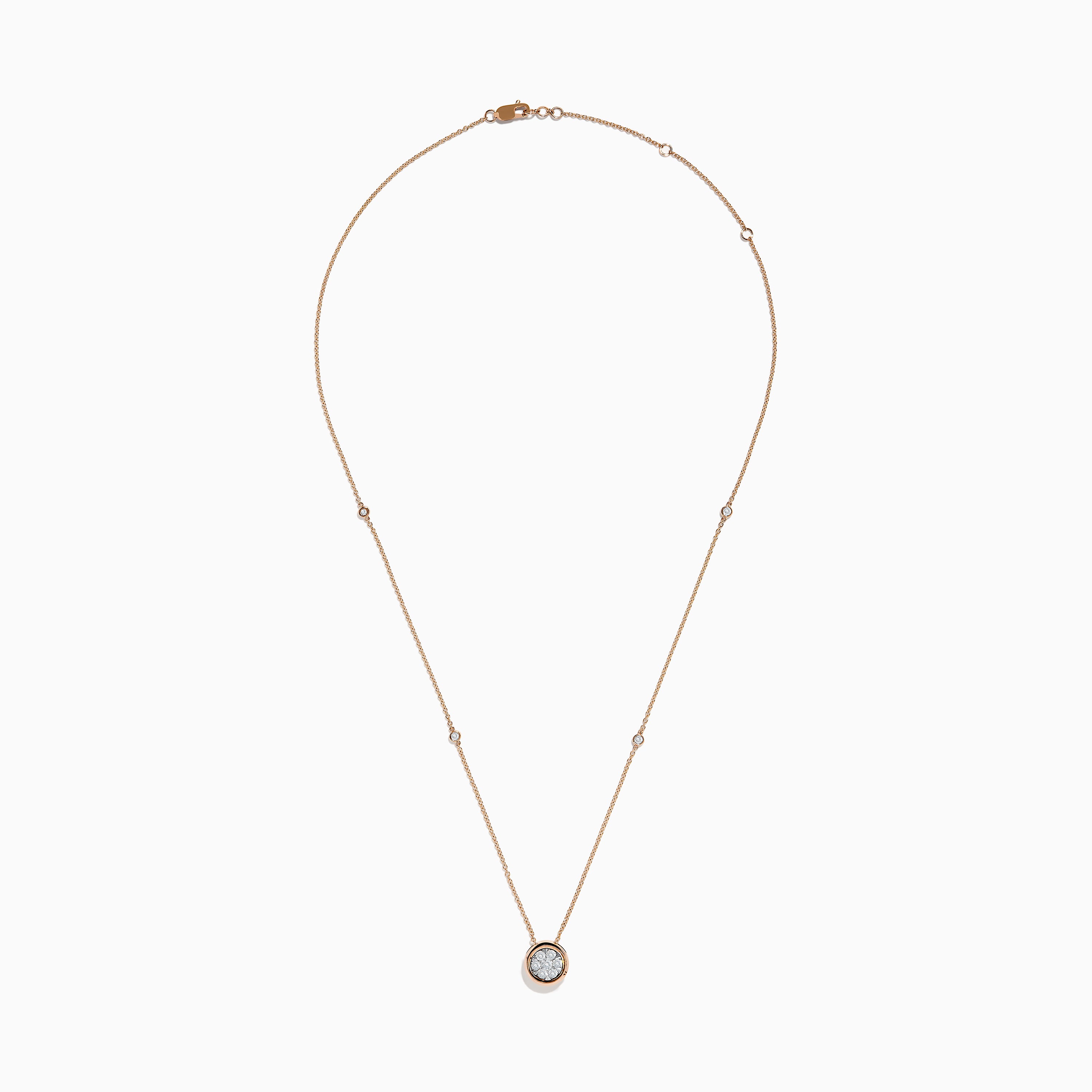 Pave Rose 14K White & Rose Gold Diamond Necklace – effyjewelry.com