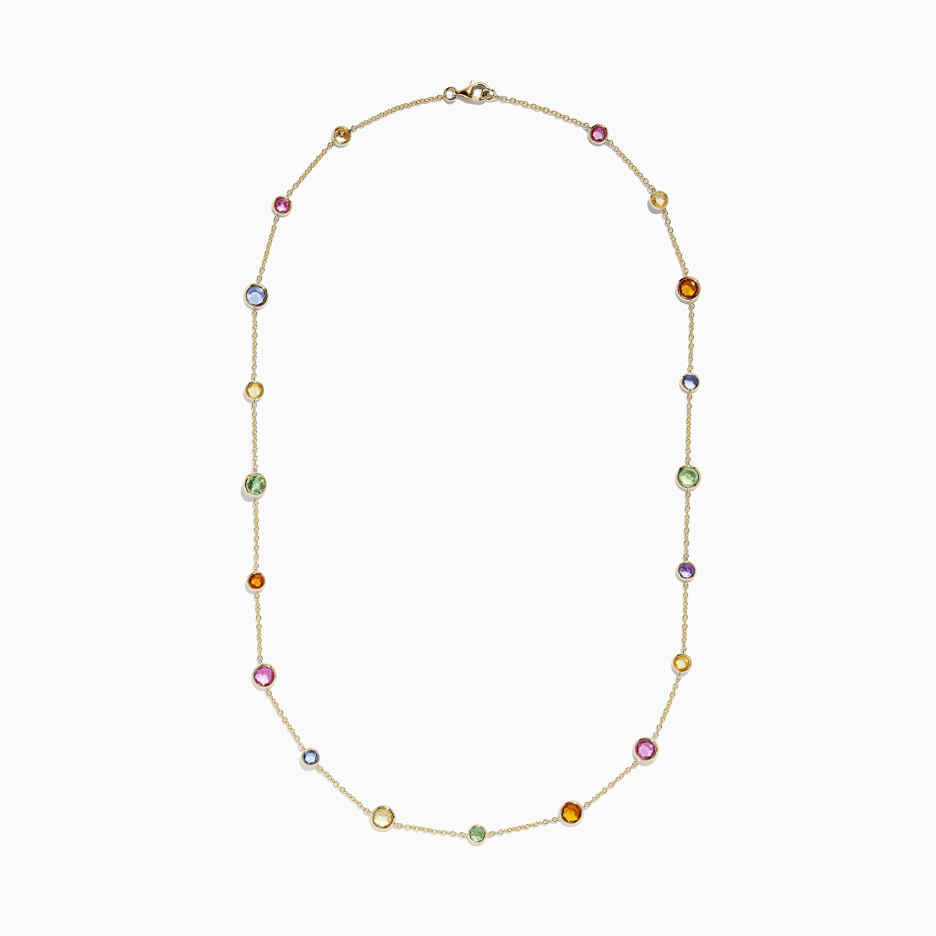 Watercolors 14k Yellow Gold Multi Sapphire Station Necklace ...