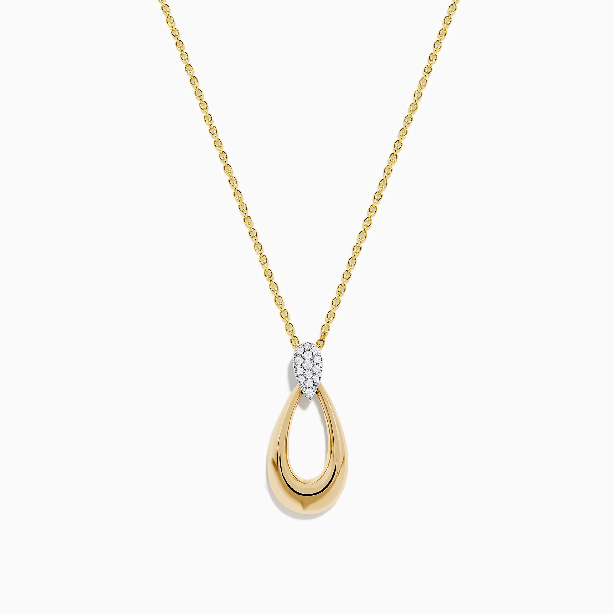 14K Two-Tone Gold and Diamond Dewdrop Pendant