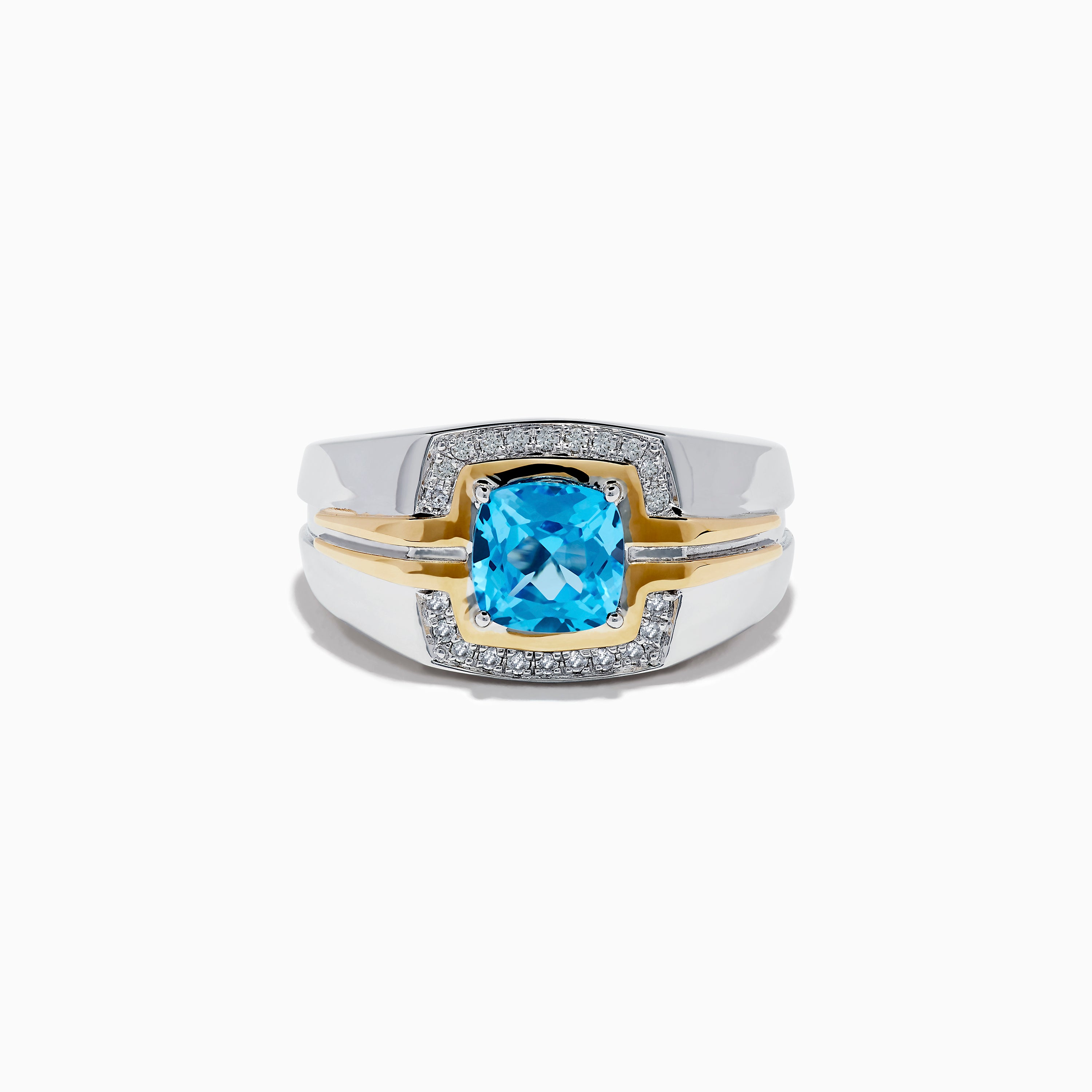 Effy Men's 925 Sterling Silver Blue Topaz and White Sapphire Ring