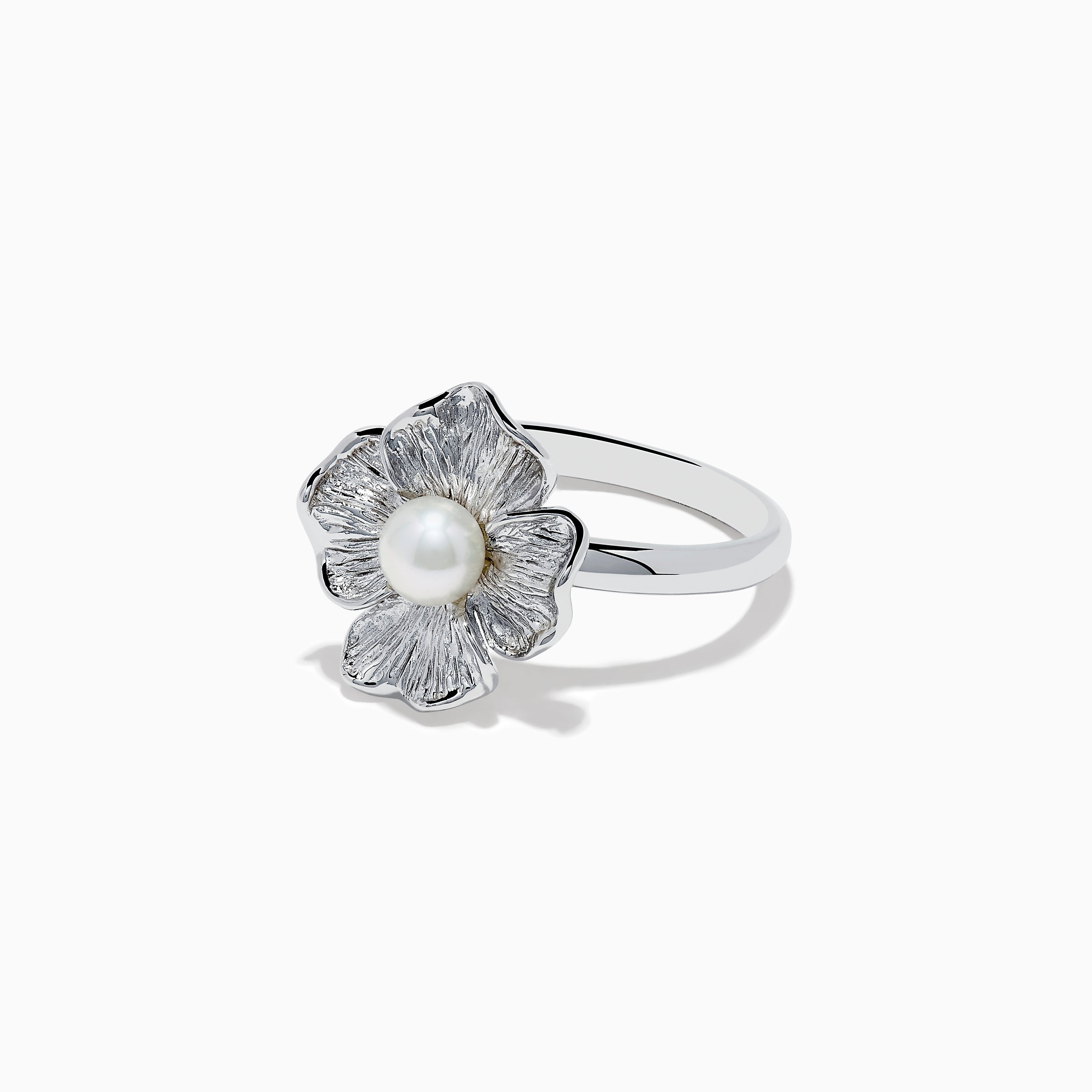 Sterling silver flower 2024 pearl ring