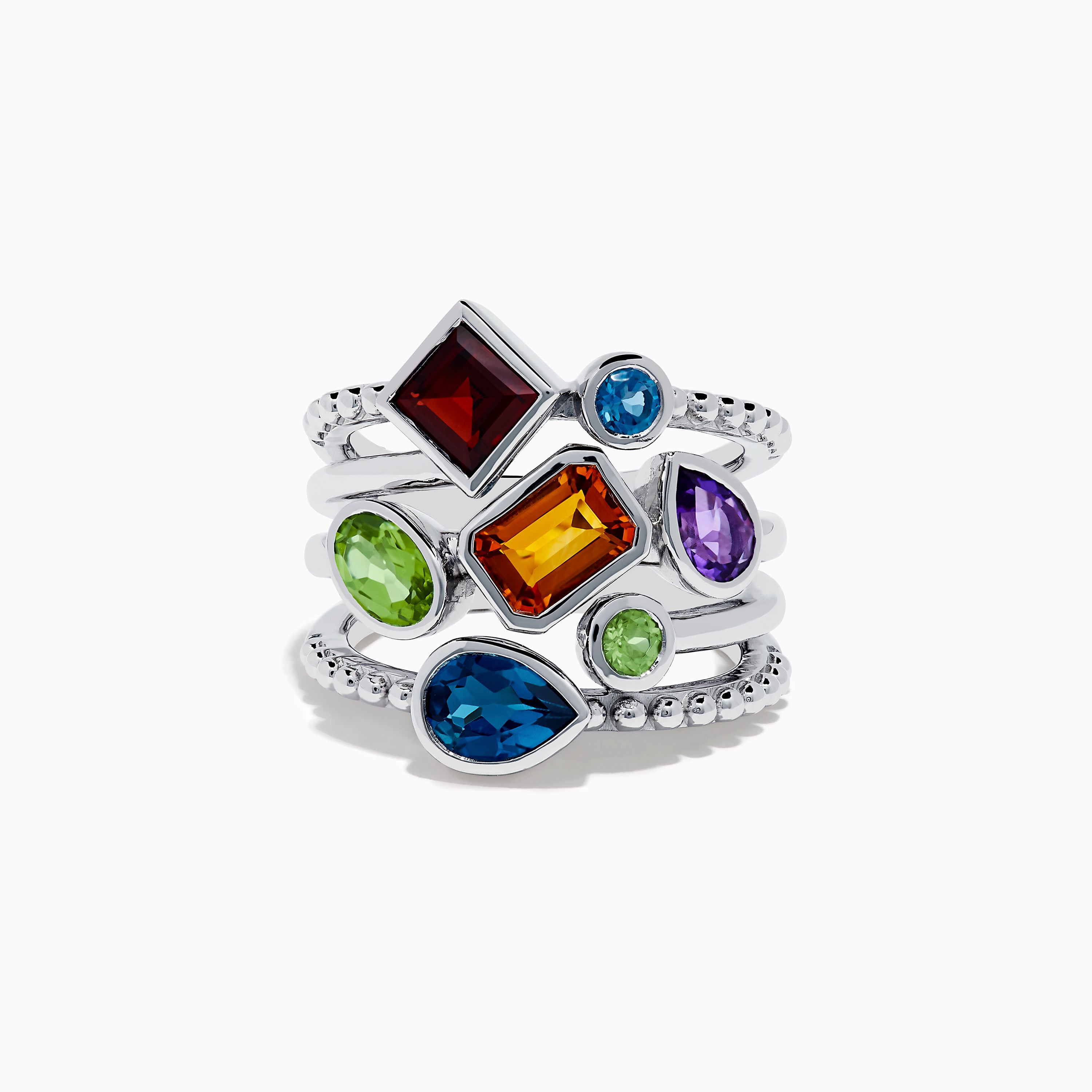 Signed LG Lemy Geometric outlet Multi-stone Inlay Square Sterling Silver Ring