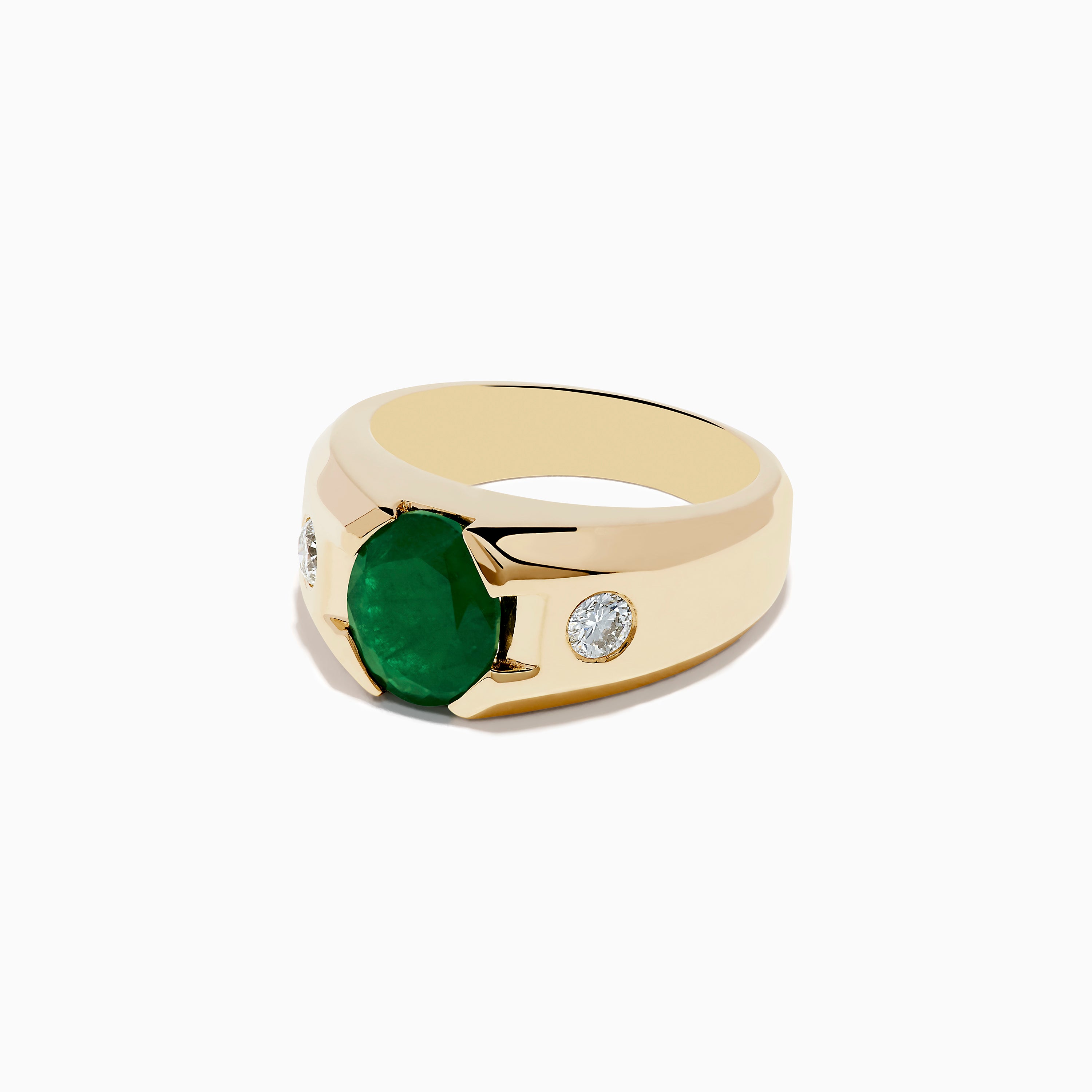 Men's 14K Yellow Gold Emerald and Diamond Ring – effyjewelry.com