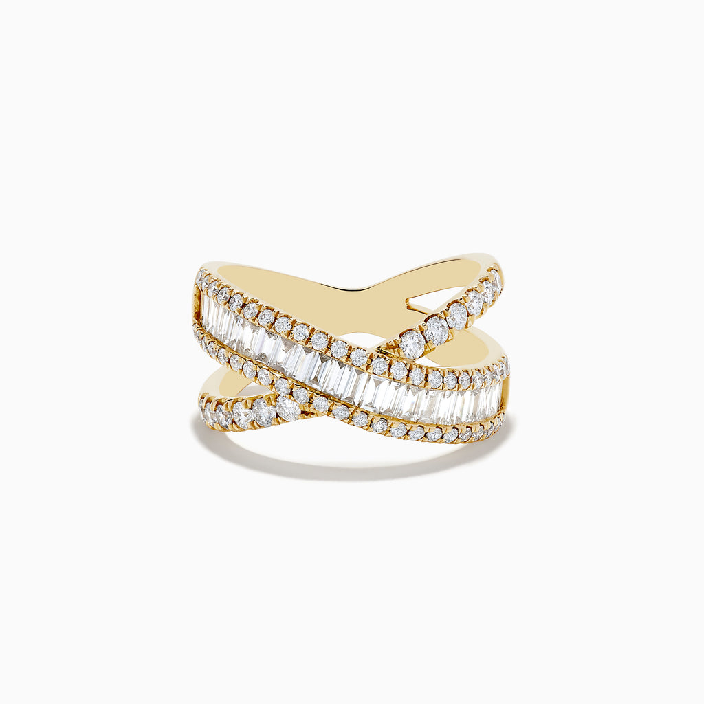 Effy D'Oro 14K Yellow Gold Diamond Crossover Ring | effyjewelry.com