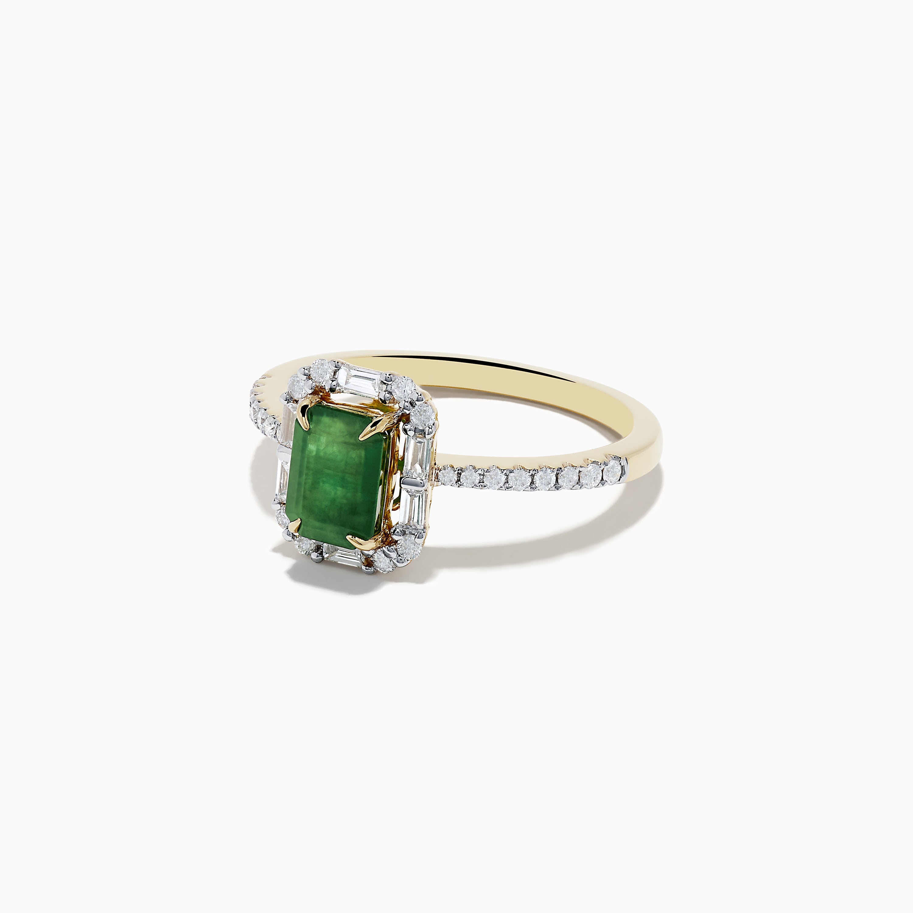 14K Yellow Gold Emerald and Diamond Ring – effyjewelry.com