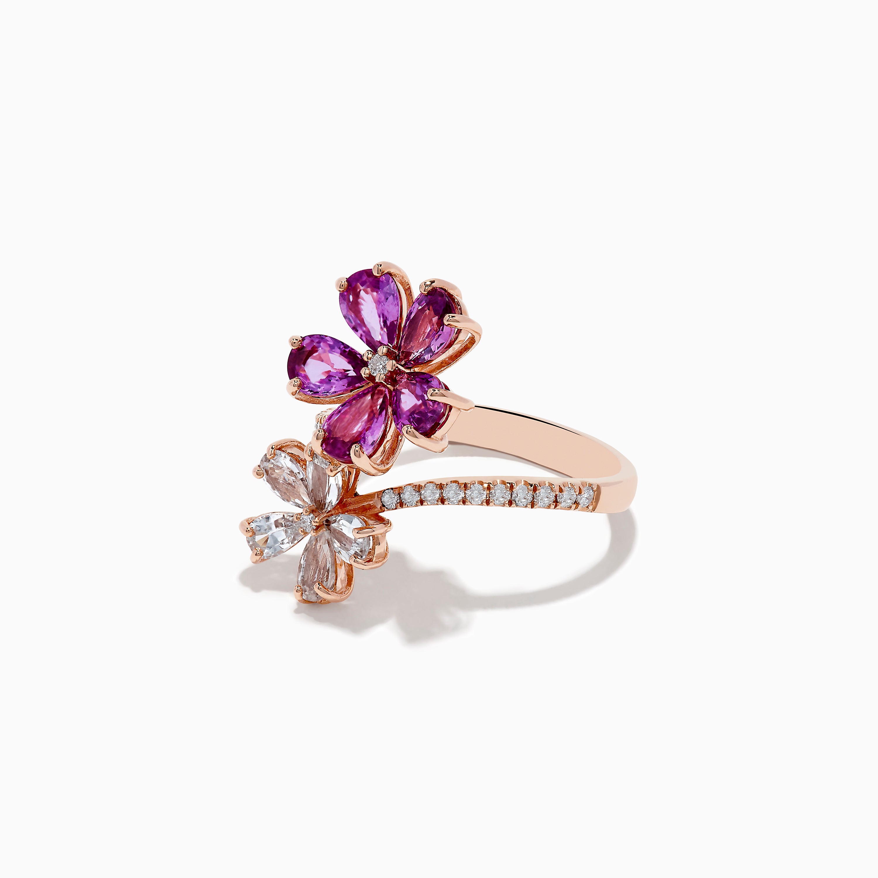 Unique Moissanite Engagement Ring Set 14K Rose Gold Engagement Rings  Vintage Floral Moissanite Rings - Camellia Jewelry