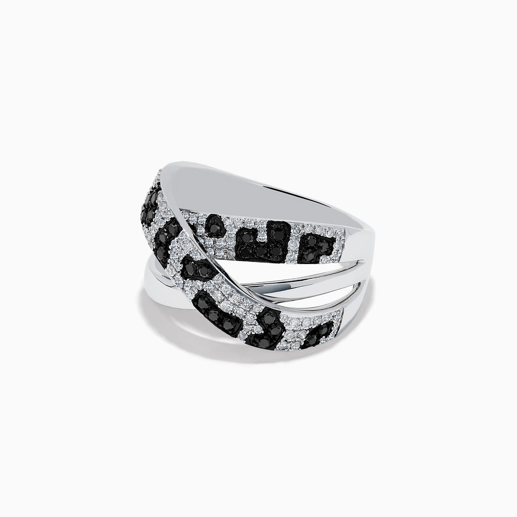 Effy Signature 14K White Gold Black and White Diamond Crossover Ring ...