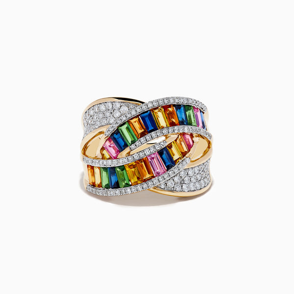 Limited Edition 14K Yellow Gold Sapphire & Diamond Crossover Ring