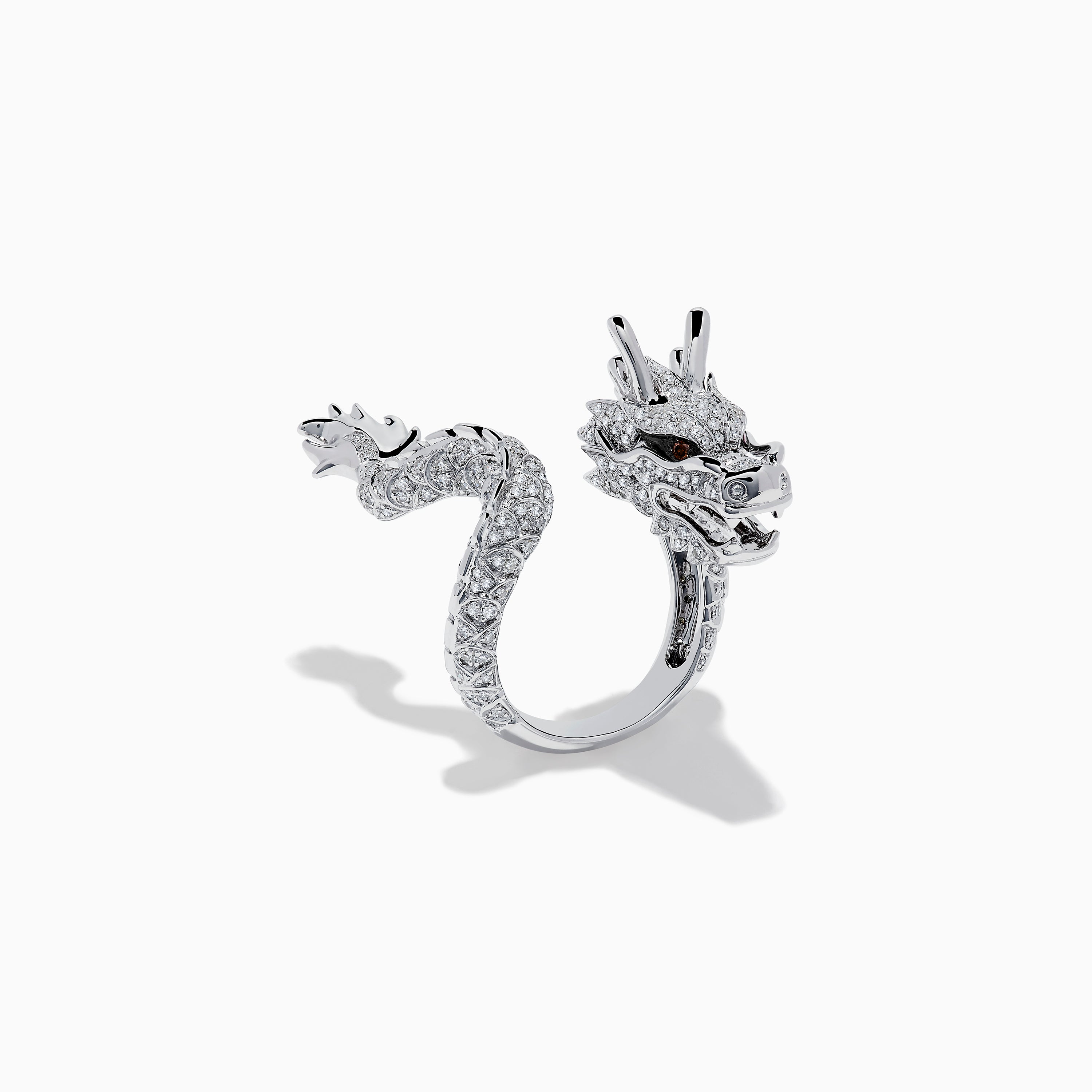 Safari 14K White Gold Espresso and White Diamond Dragon Ring ...