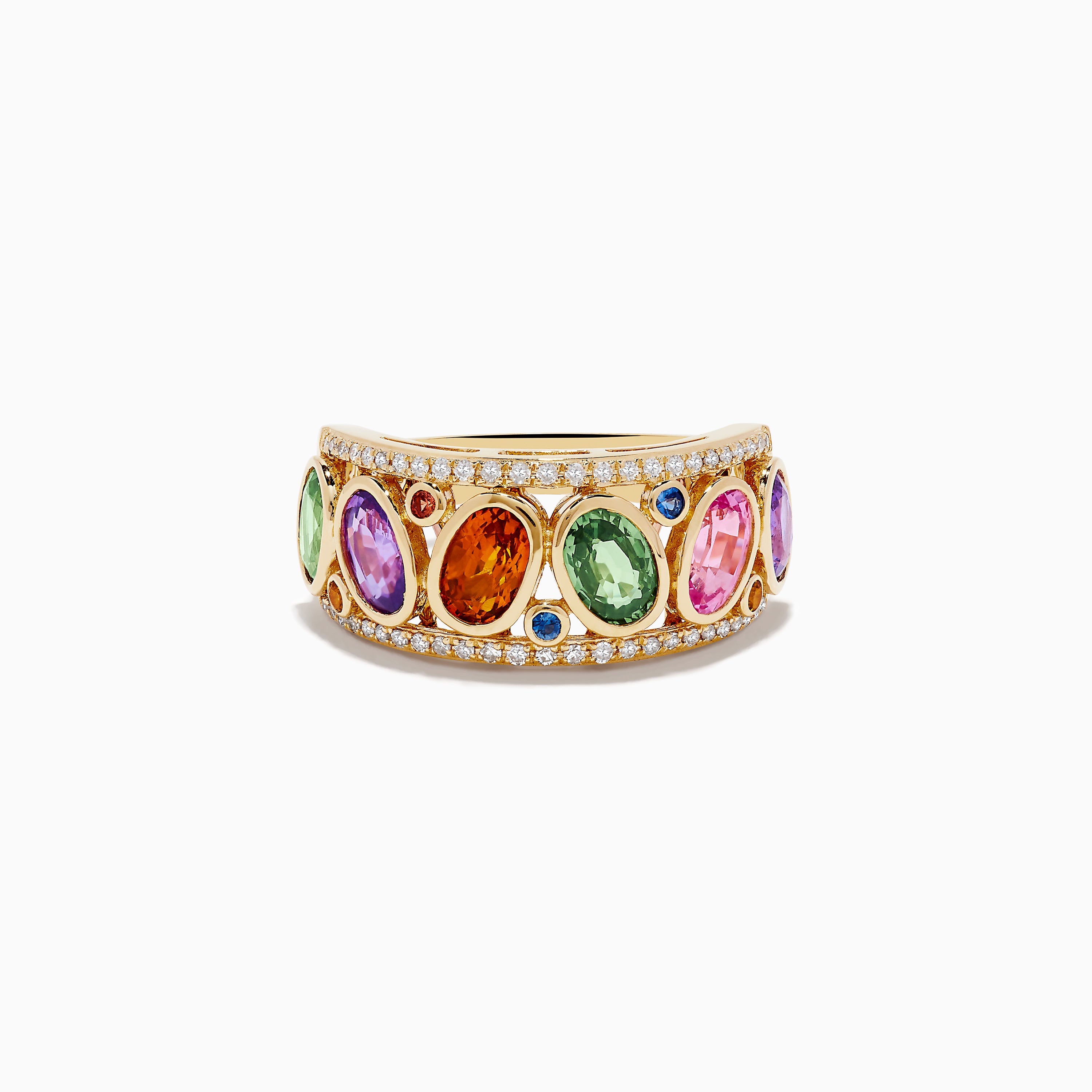 Effy Watercolors 14K Yellow Gold Diamond and Multi Sapphire Ring