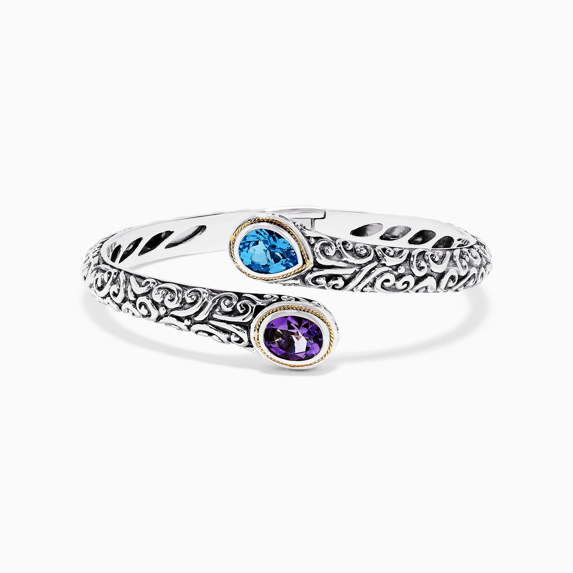 Effy 925 Sterling Silver & 18K Gold Topaz and Amethyst Bangle