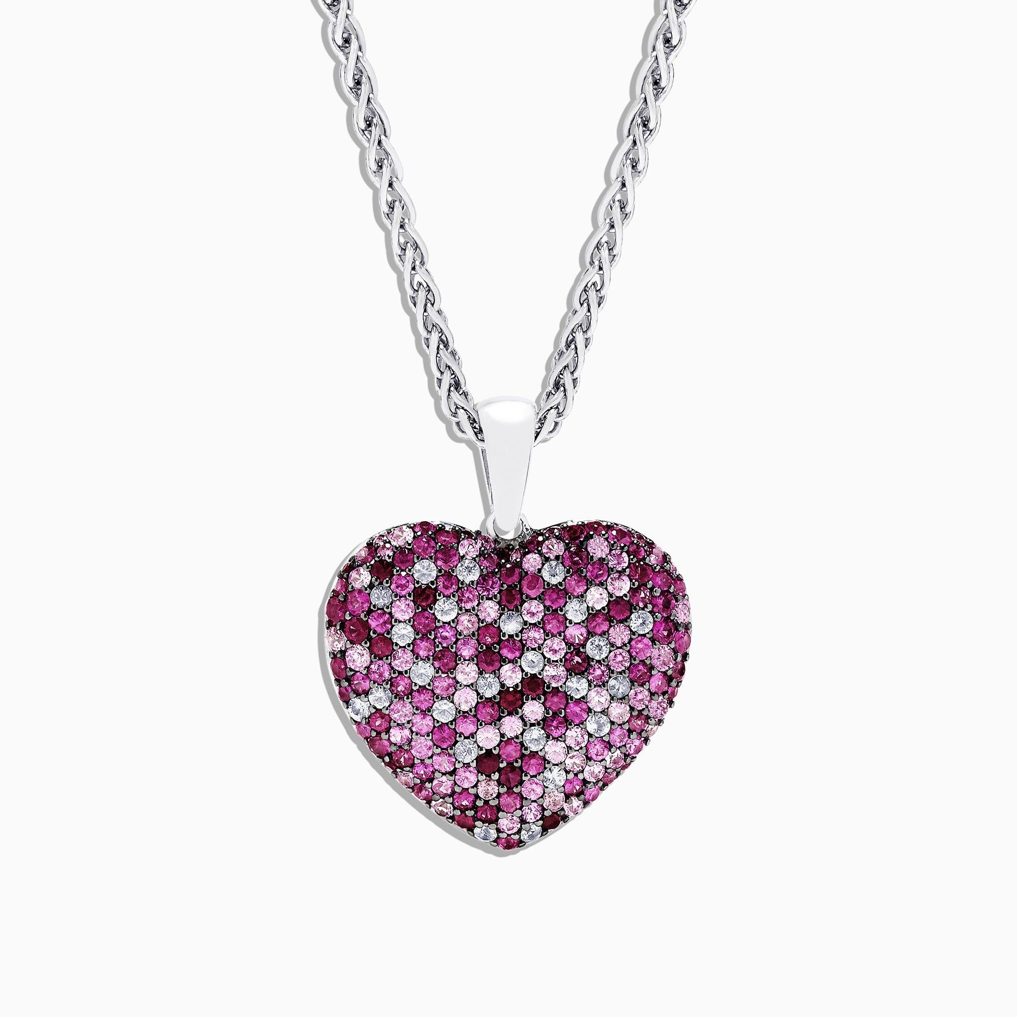 Effy 925 Sterling Silver Pink Sapphire Splash Heart Pendant, 3.80 TCW