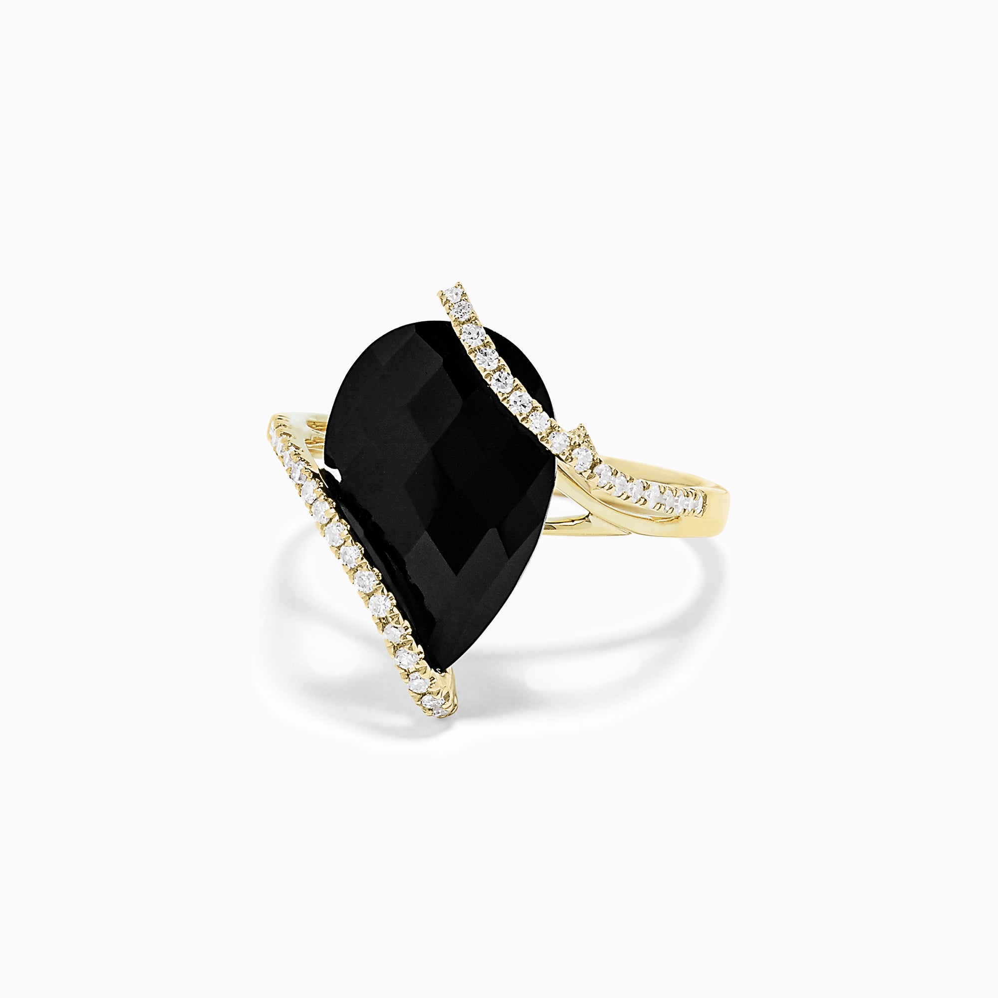 Effy Eclipse 14K Yellow Gold Onyx and Diamond Teardrop Ring