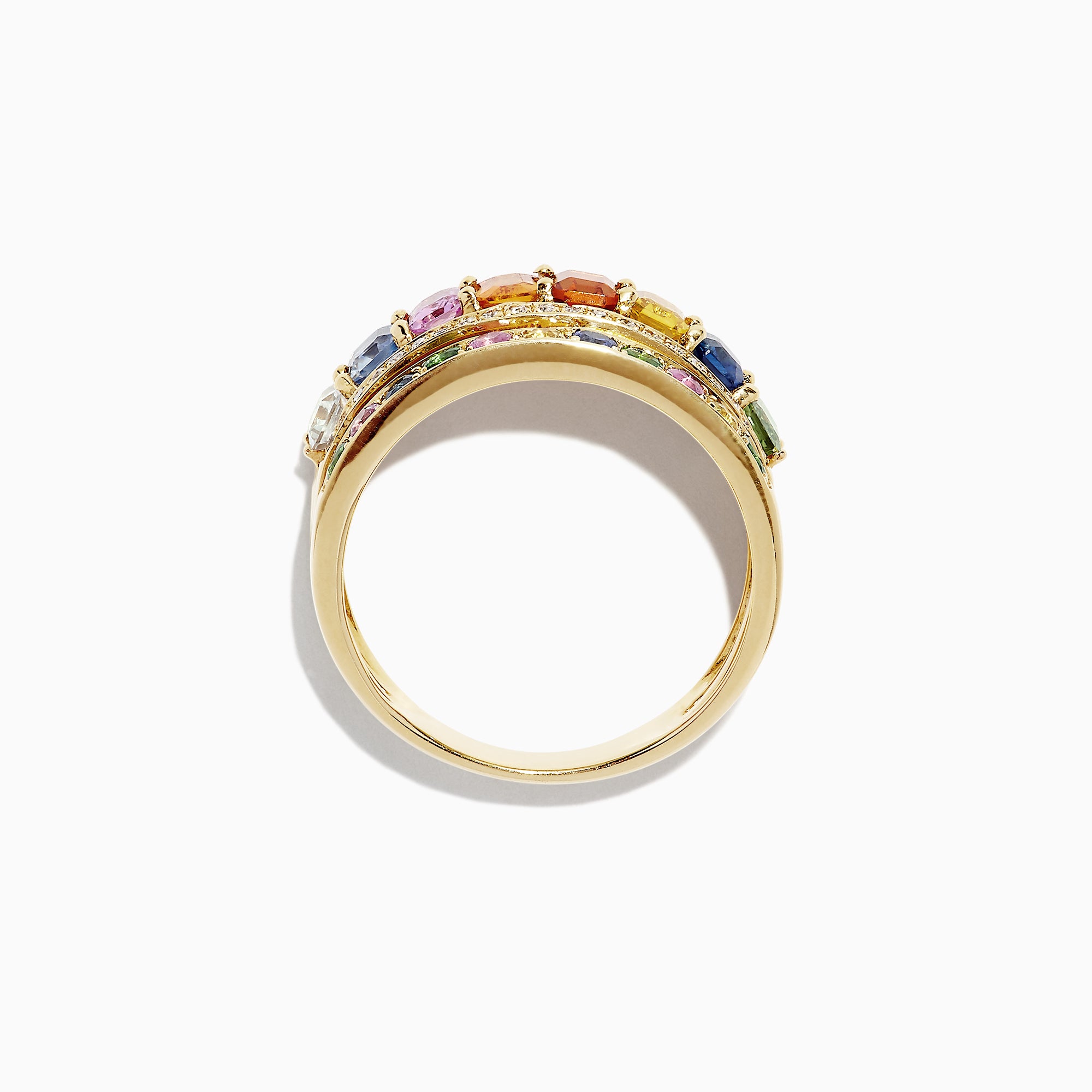 Effy Watercolors 14K Yellow Gold Multi Sapphire and Diamond Ring