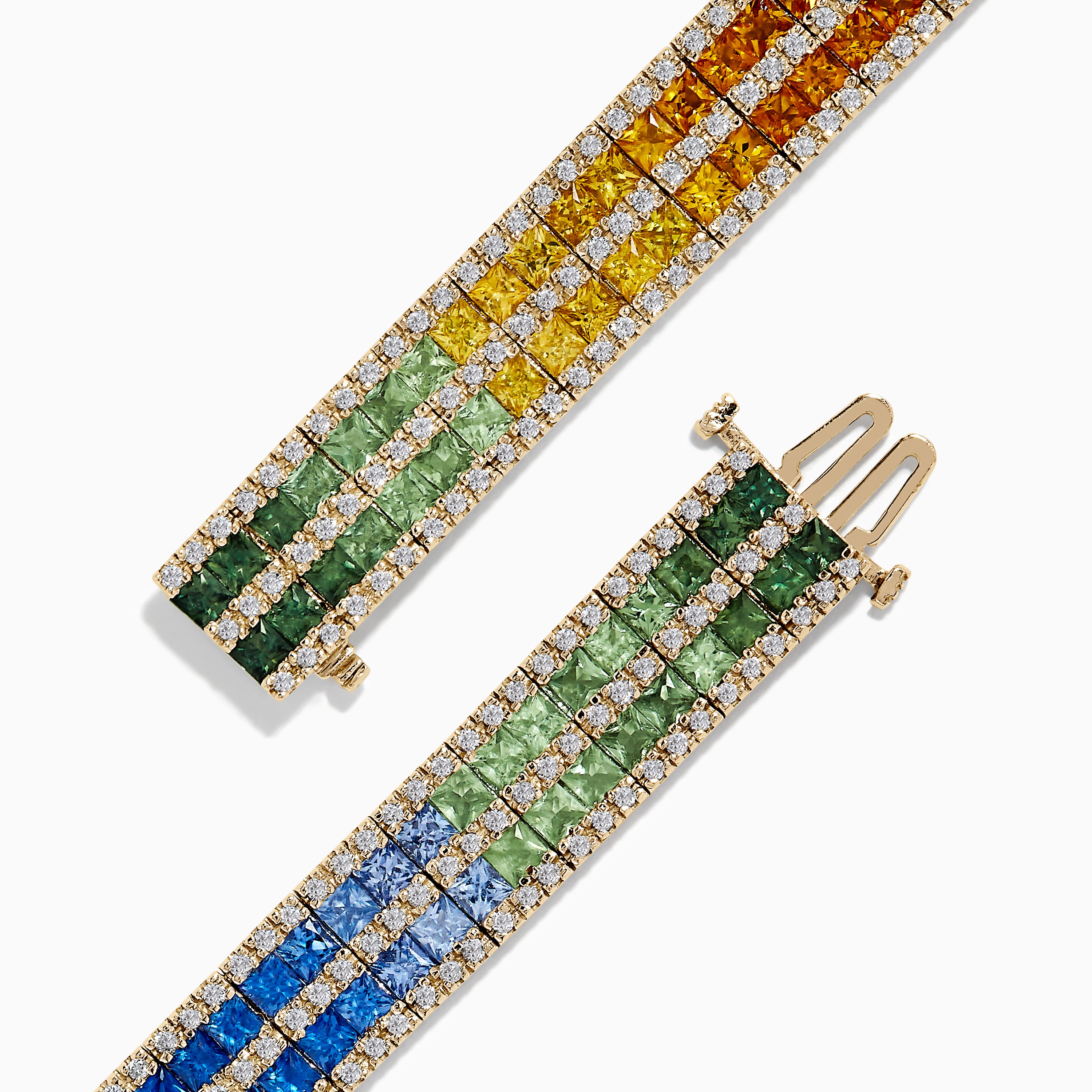 Effy Watercolors 14k Yellow Gold Multi Sapphire And Diamond Bracelet