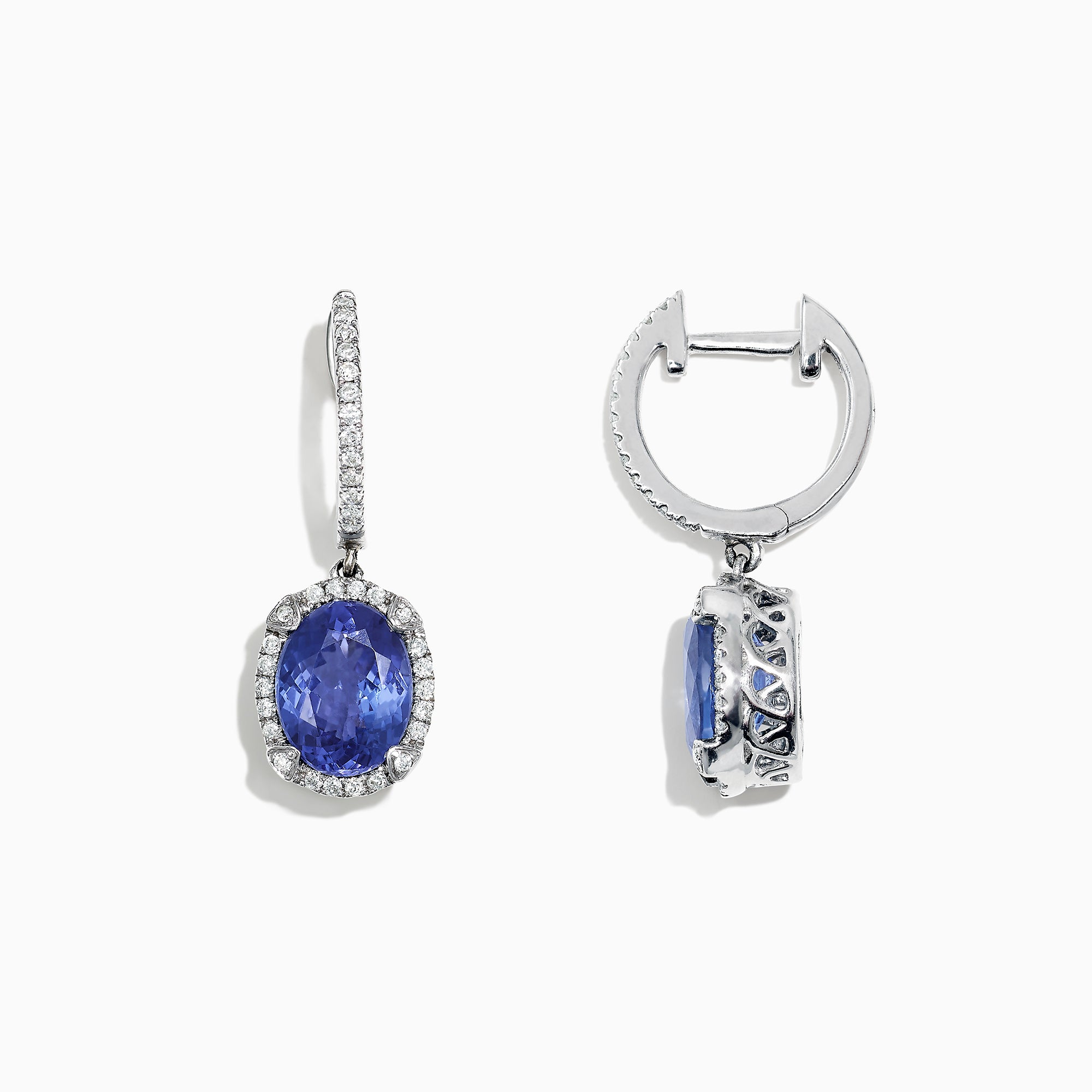 14K White Gold Tanzanite and Diamond Earrings, 4.14 TCW