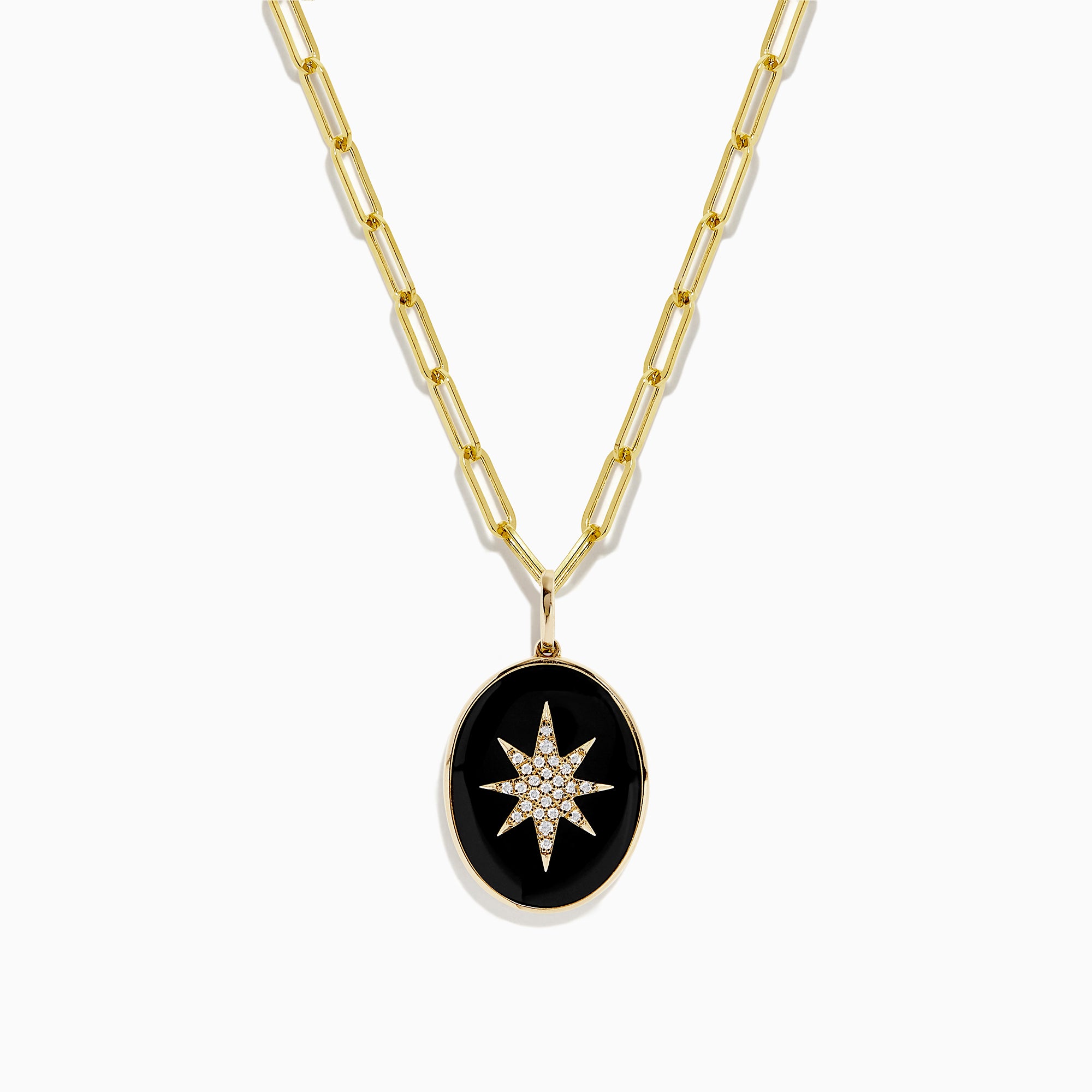 Diamond Moon and Stars Paperclip Chain Necklace