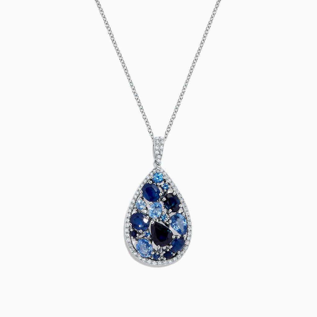 Effy Royale Bleu 14K White Gold Sapphire and Diamond Necklace, 1.11 TCW