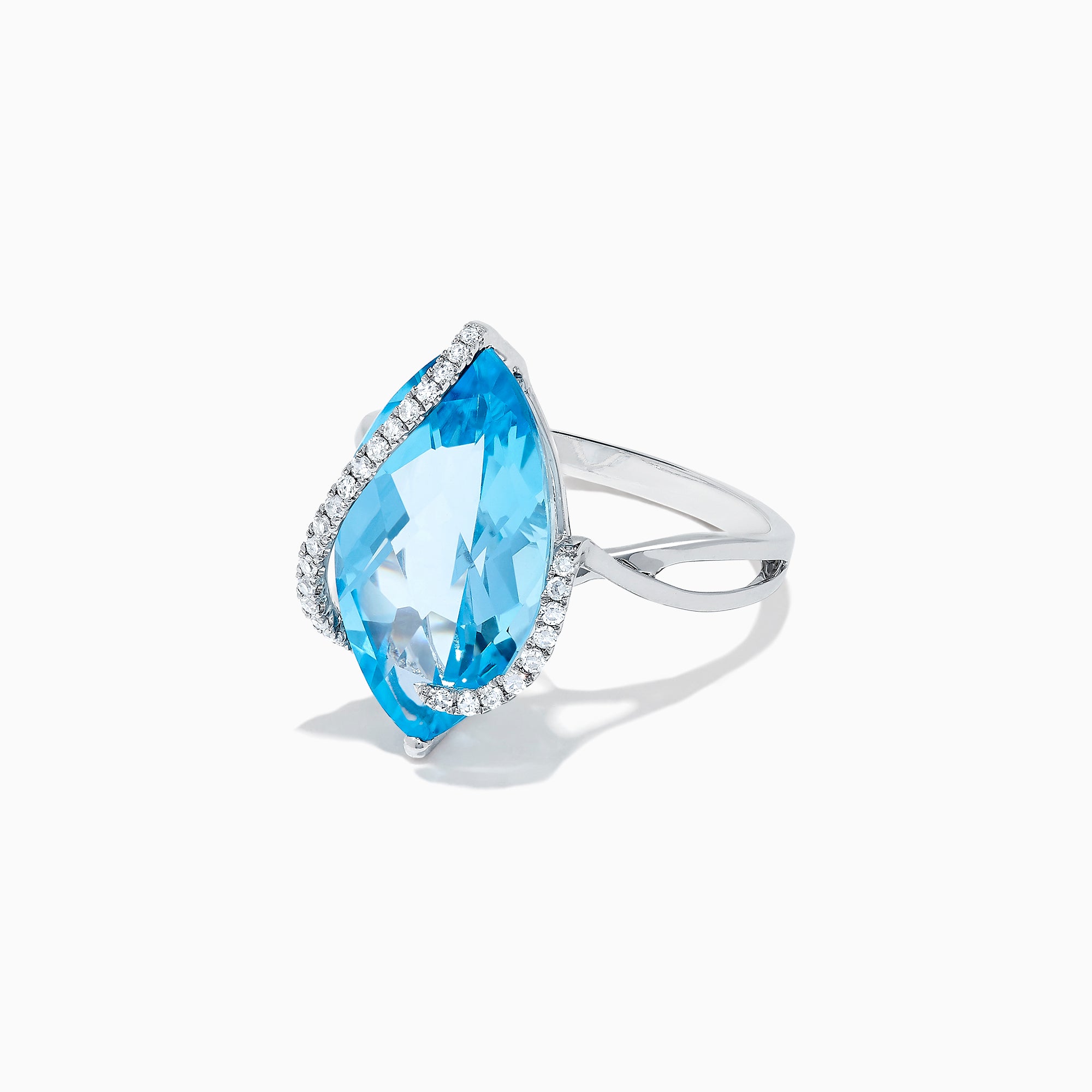 Ocean Bleu 14K White Gold Blue Topaz & Diamond Ring, 7.27 TCW