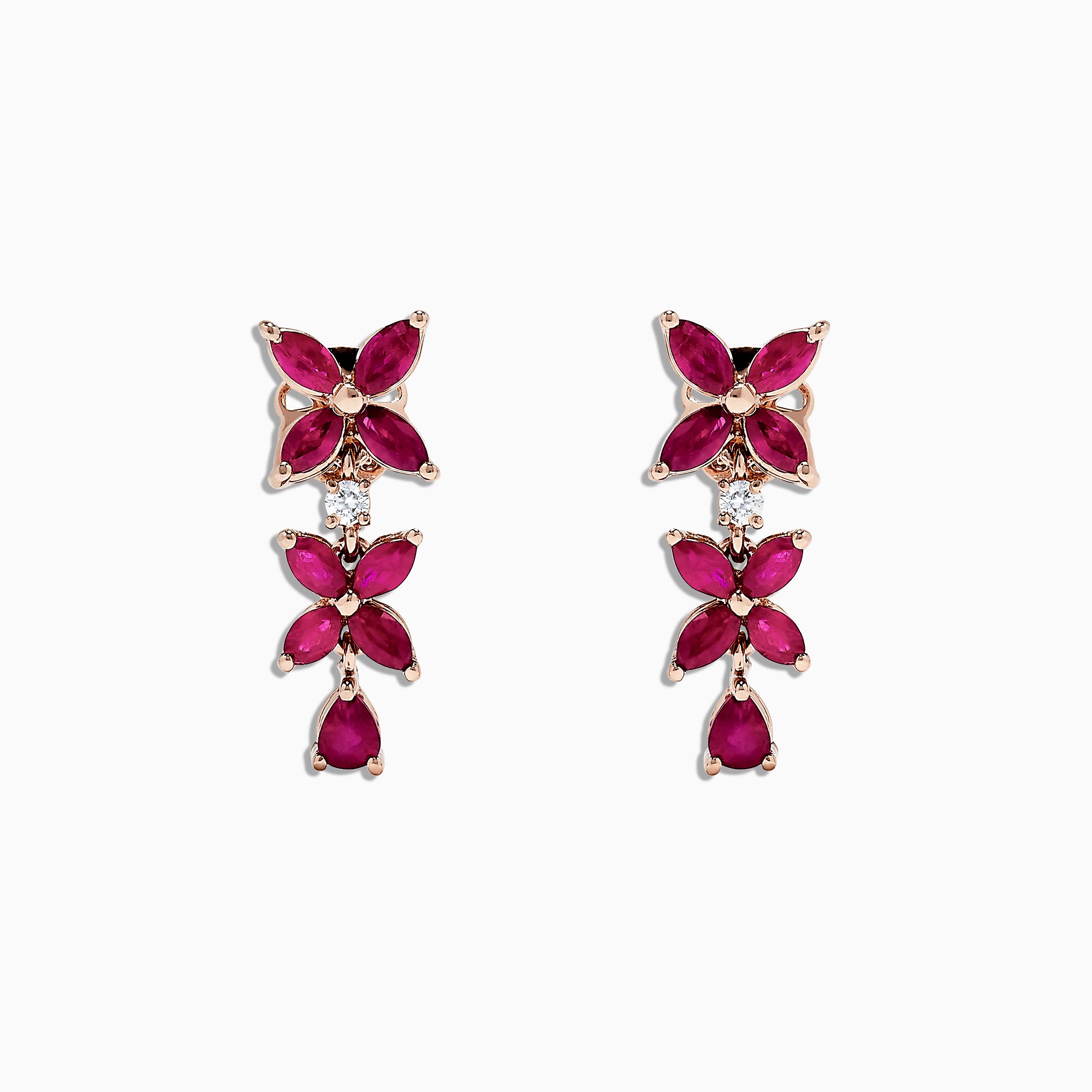 Effy Ruby Royale 14K Rose Gold Ruby and Diamond Earrings, 2.68 TCW ...