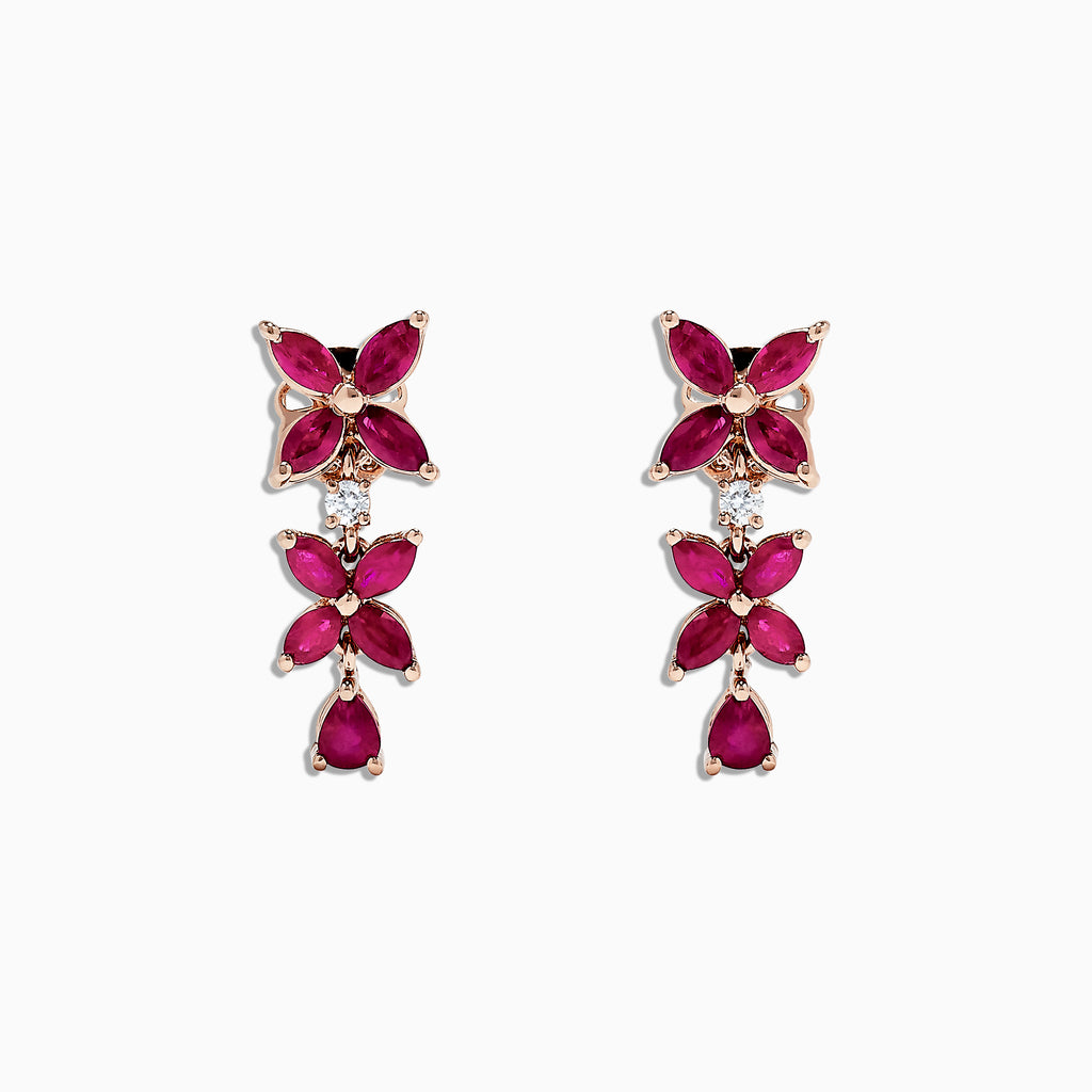 Effy Ruby Royale 14K Rose Gold Ruby and Diamond Earrings, 2.68 TCW ...