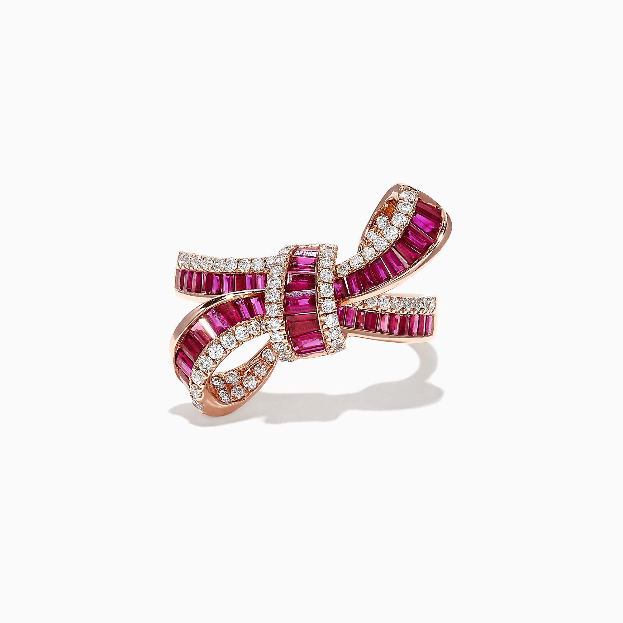 Effy Ruby Royale 14K Rose Gold Ruby and Diamond Bow Ring, 1.61 TCW