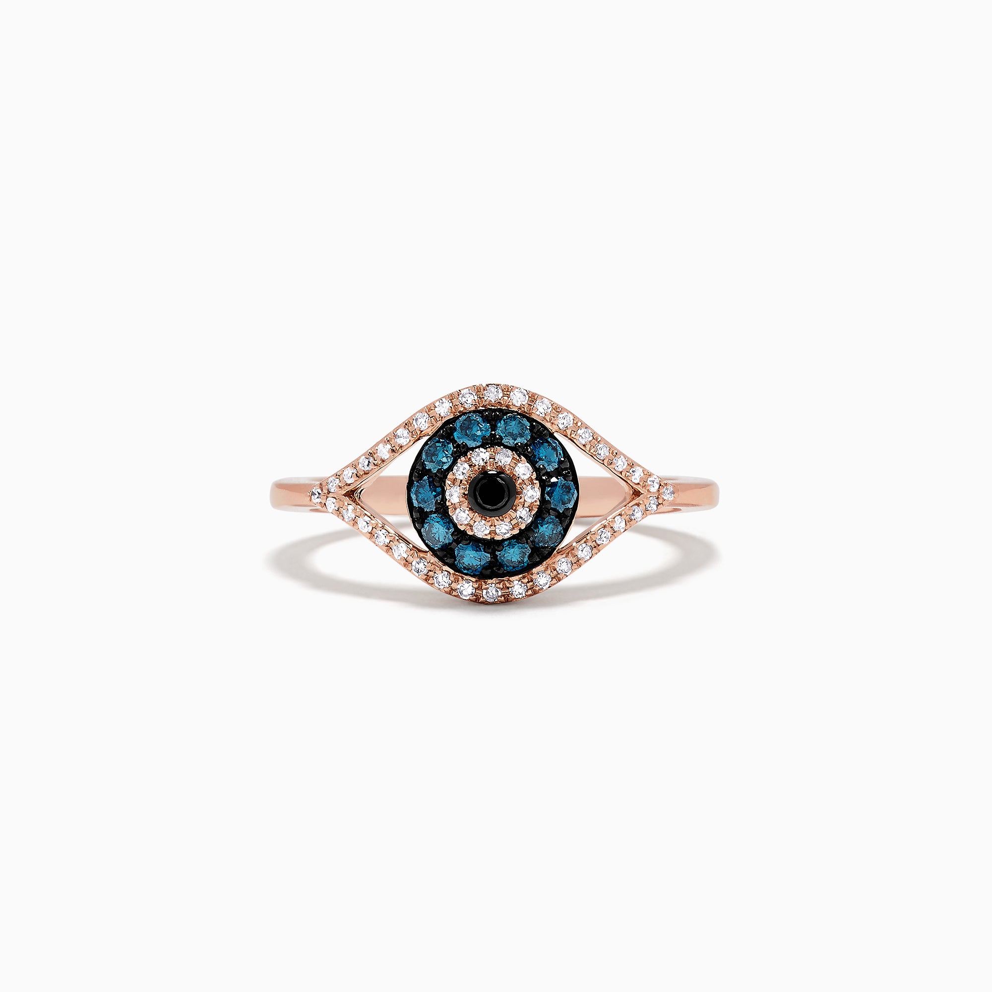 Effy Bella Bleu 14K Rose Gold Blue and White Diamond Heart Ring