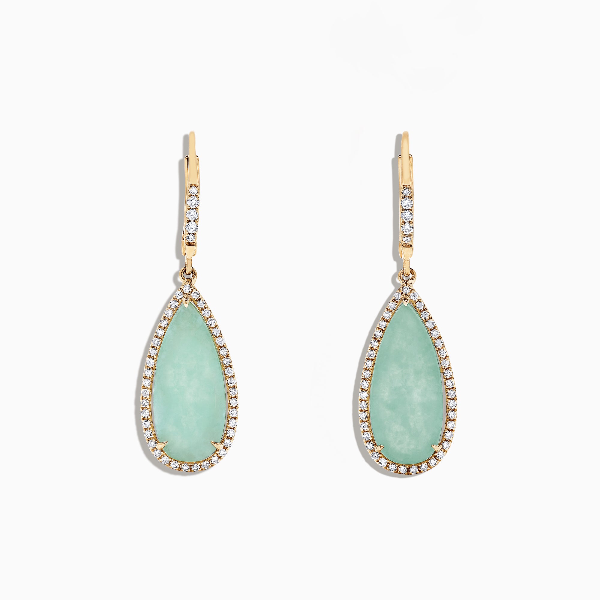 14K Yellow Gold Jade and Diamond Earrings, 8.09 TCW – effyjewelry.com