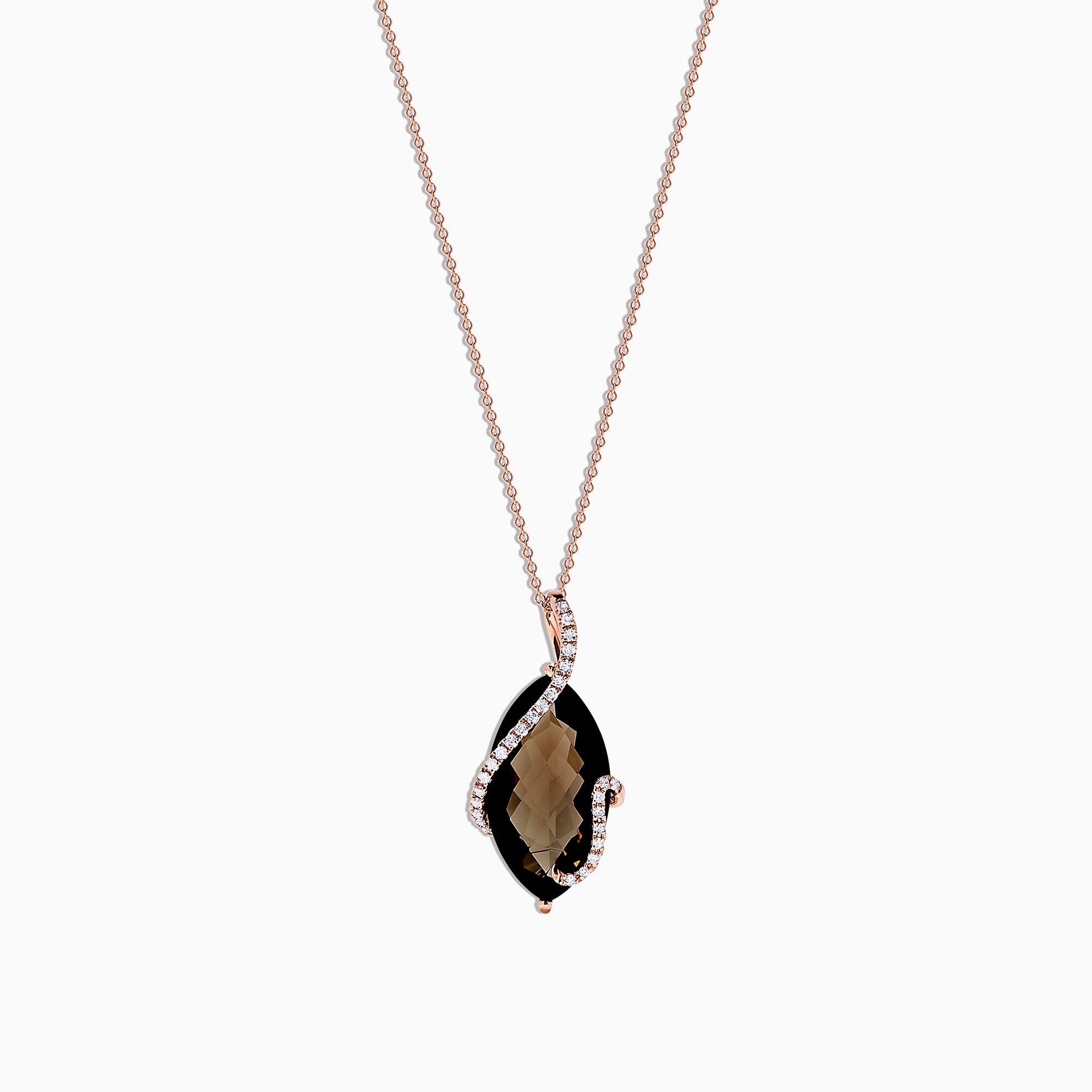 Effy 14k Rose Gold Smokey Quartz And Diamond Pendant 655 Tcw