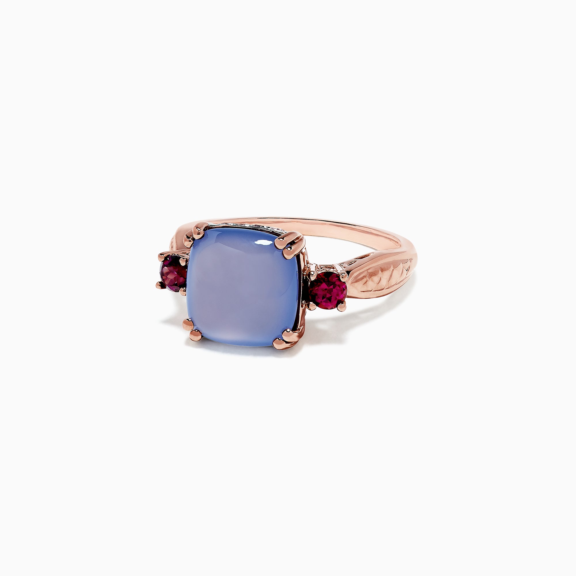 14K Rose Gold Chalcedony, Rhodolite Garnet and Diamond Ring, 4.42 TCW ...