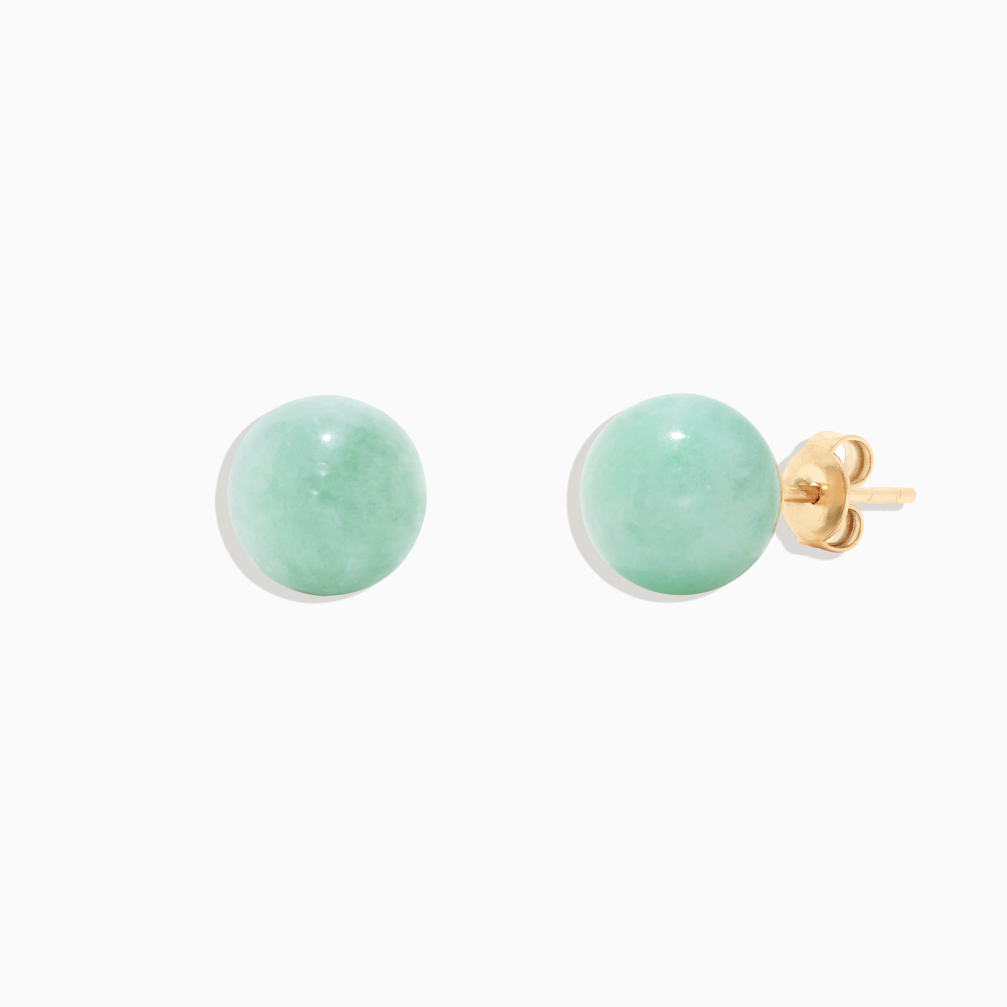 14k Yellow Gold Natural Jade Cabochon Stud Earrings — Fare Well Fine Jewelry