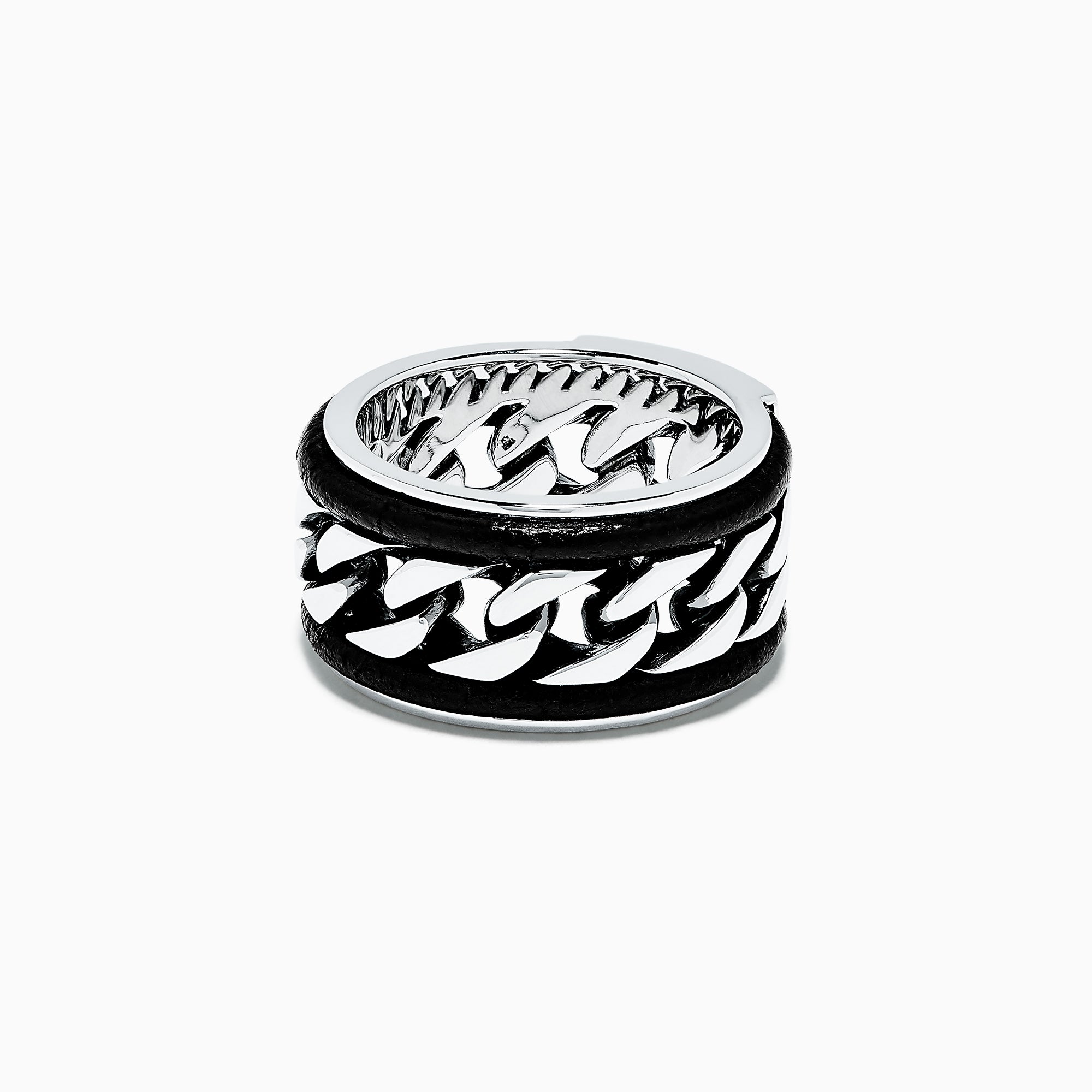 Effy Men's Sterling Silver and Leather Ring