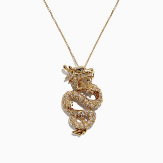 Safari 14K Yellow Gold Diamond Dragon Pendant, 0.59 TCW