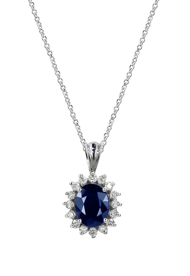 Simon G 18K White Gold and Blue Sapphire Pendant Necklace ~ Little Treasury