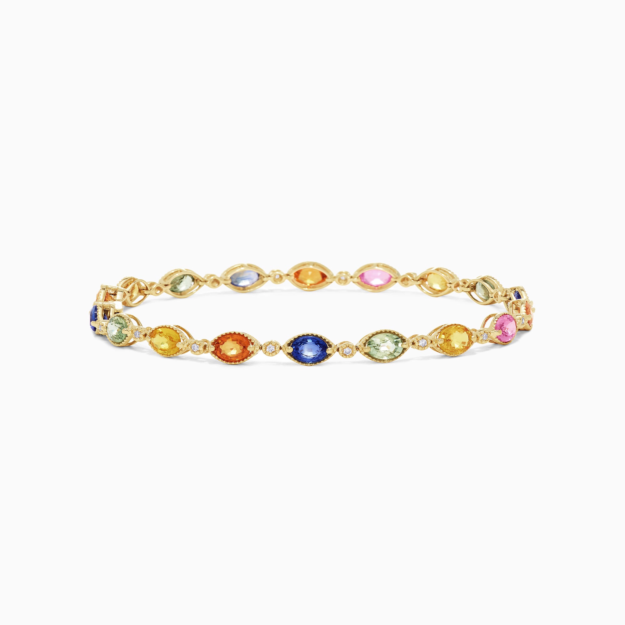 Watercolors 14k Gold Multi Sapphire And Diamond Bracelet 8 12 Tcw