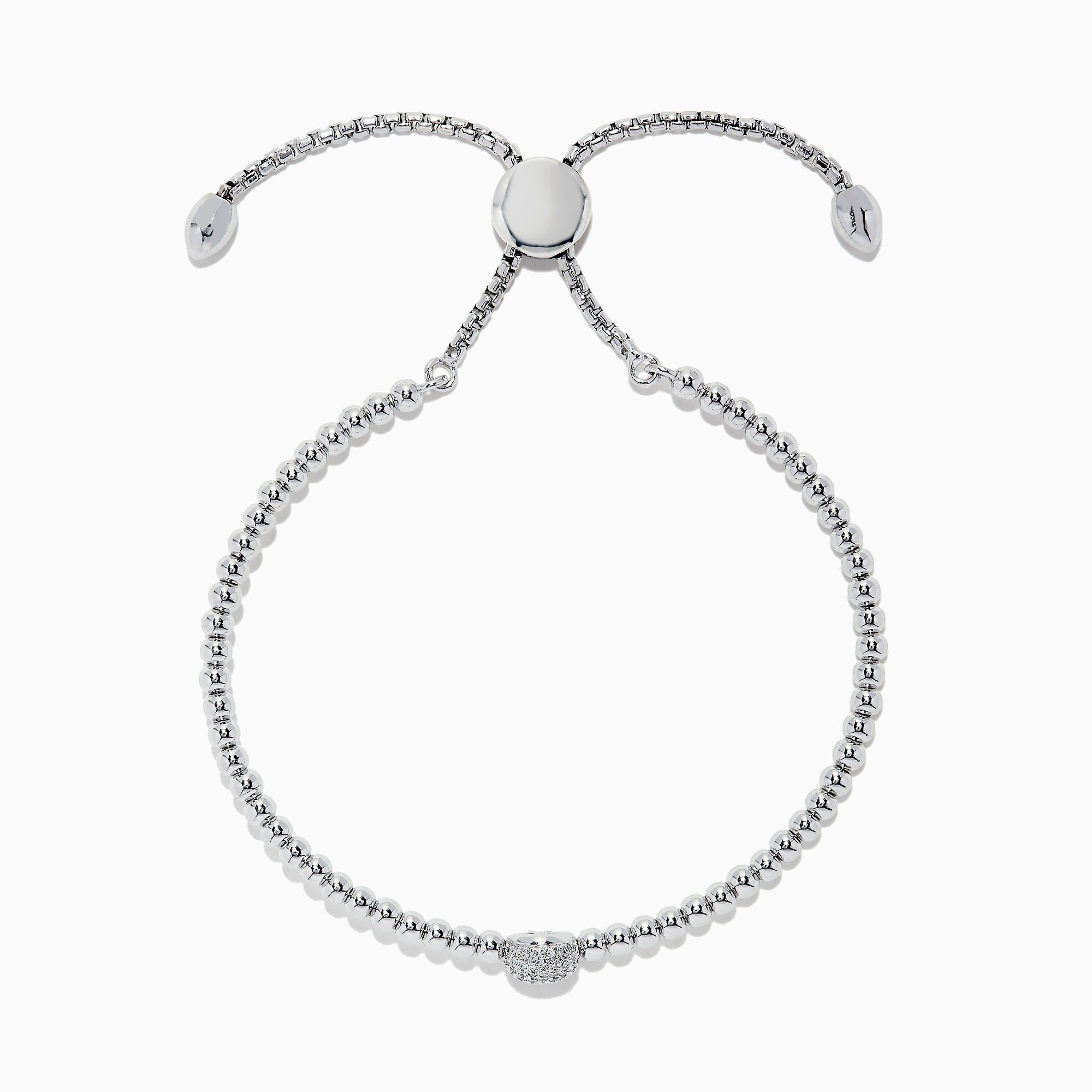 Effy Sterling Silver Pavé Diamond Lock Charm Bracelet in White