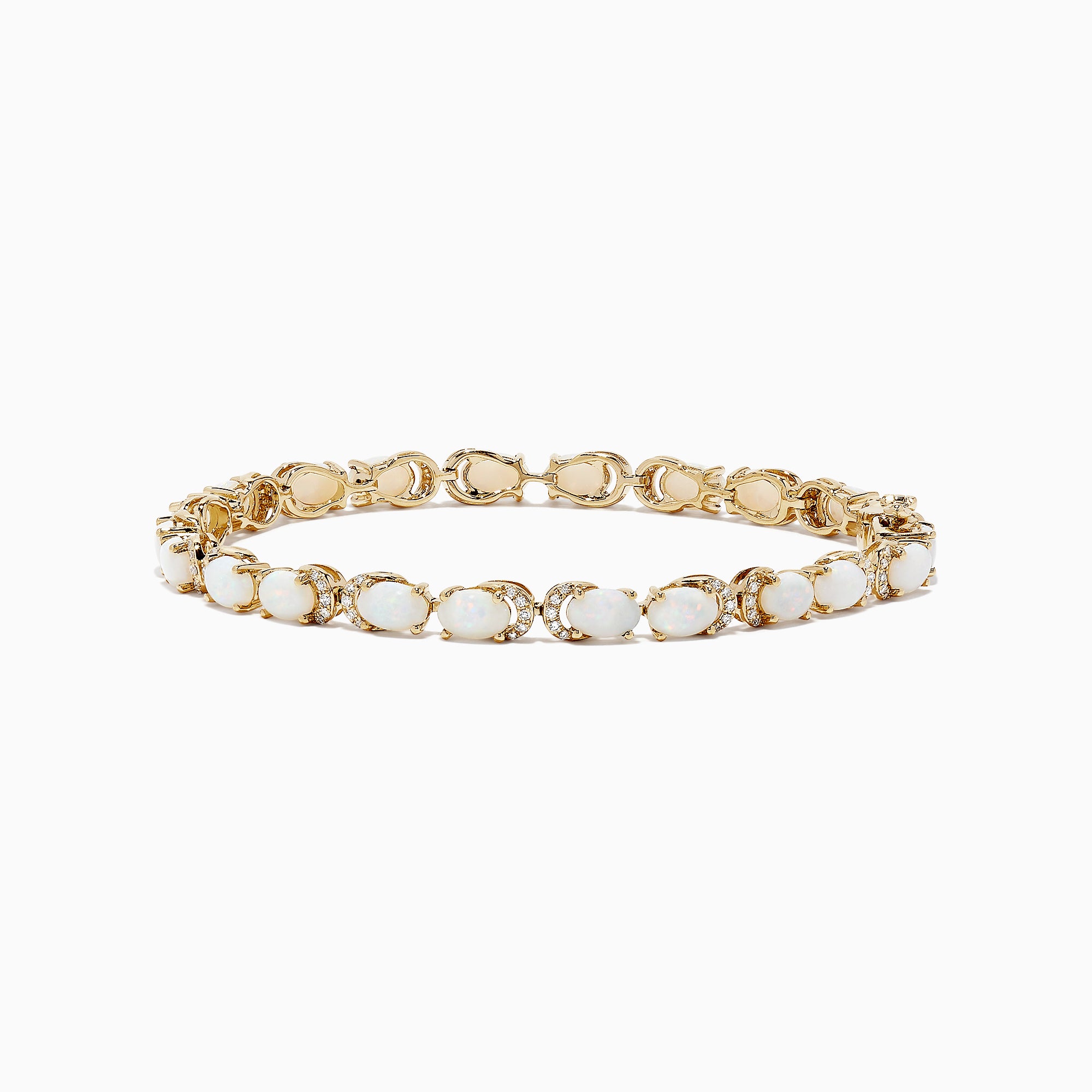 Effy 14K Yellow Gold Opal & Diamond Accented Tennis Bracelet, 6.91 TCW ...