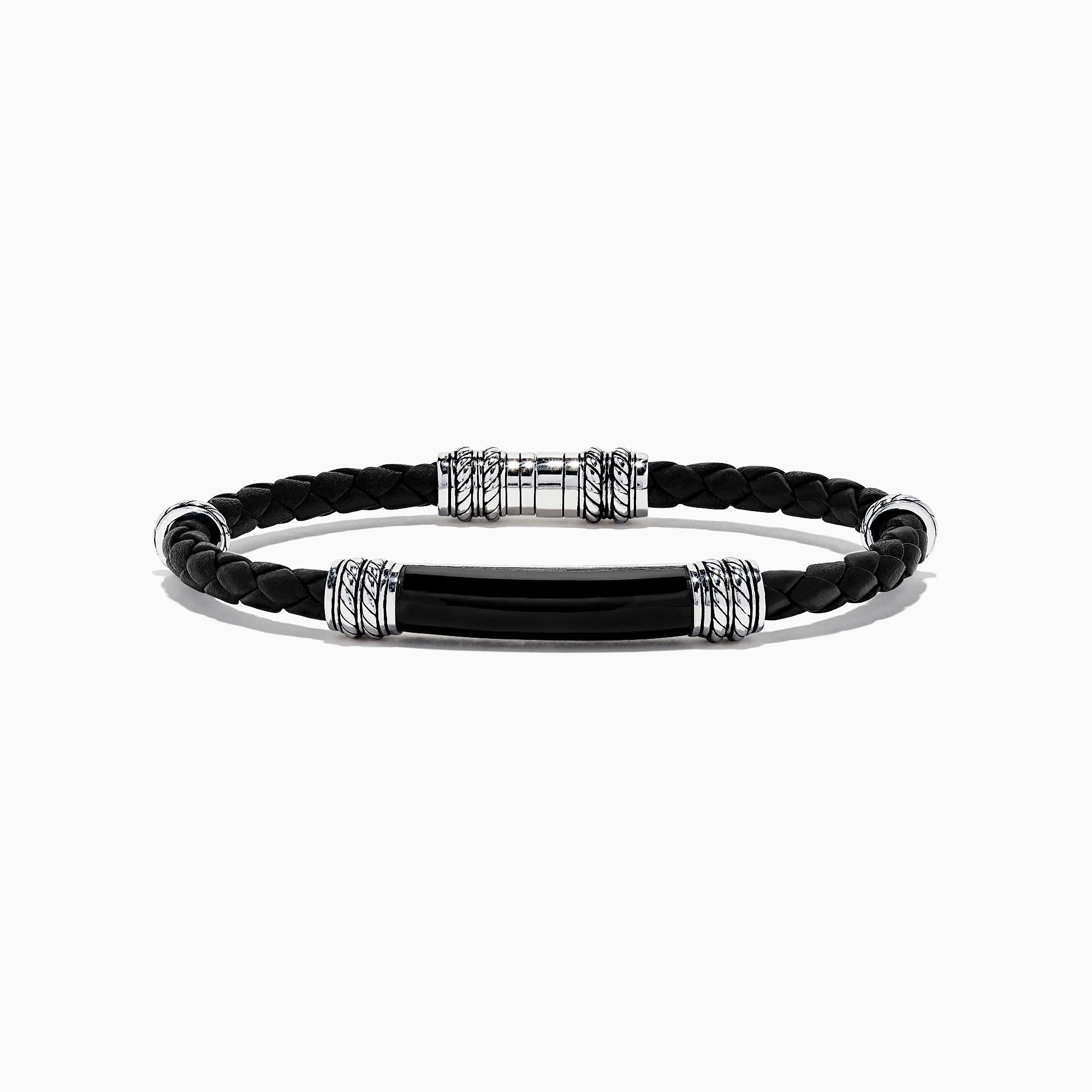 Effy Men's Sterling Silver and Leather Bangle - Black
