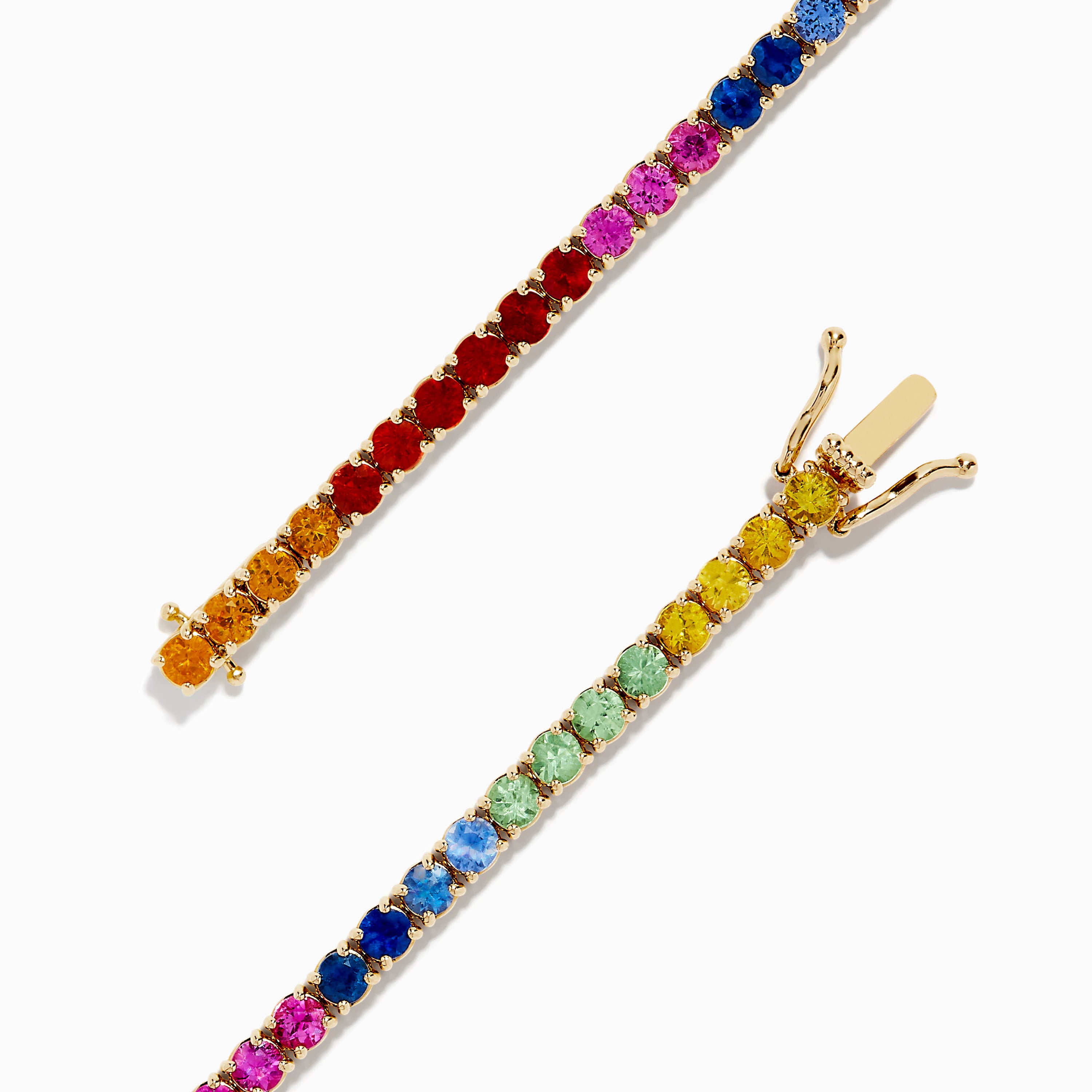 Effy Watercolors 14k Yellow Gold Multi Sapphire Tennis Bracelet