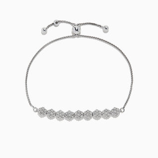 925 Sterling Silver Diamond Bolo Bracelet, 0.22 TCW