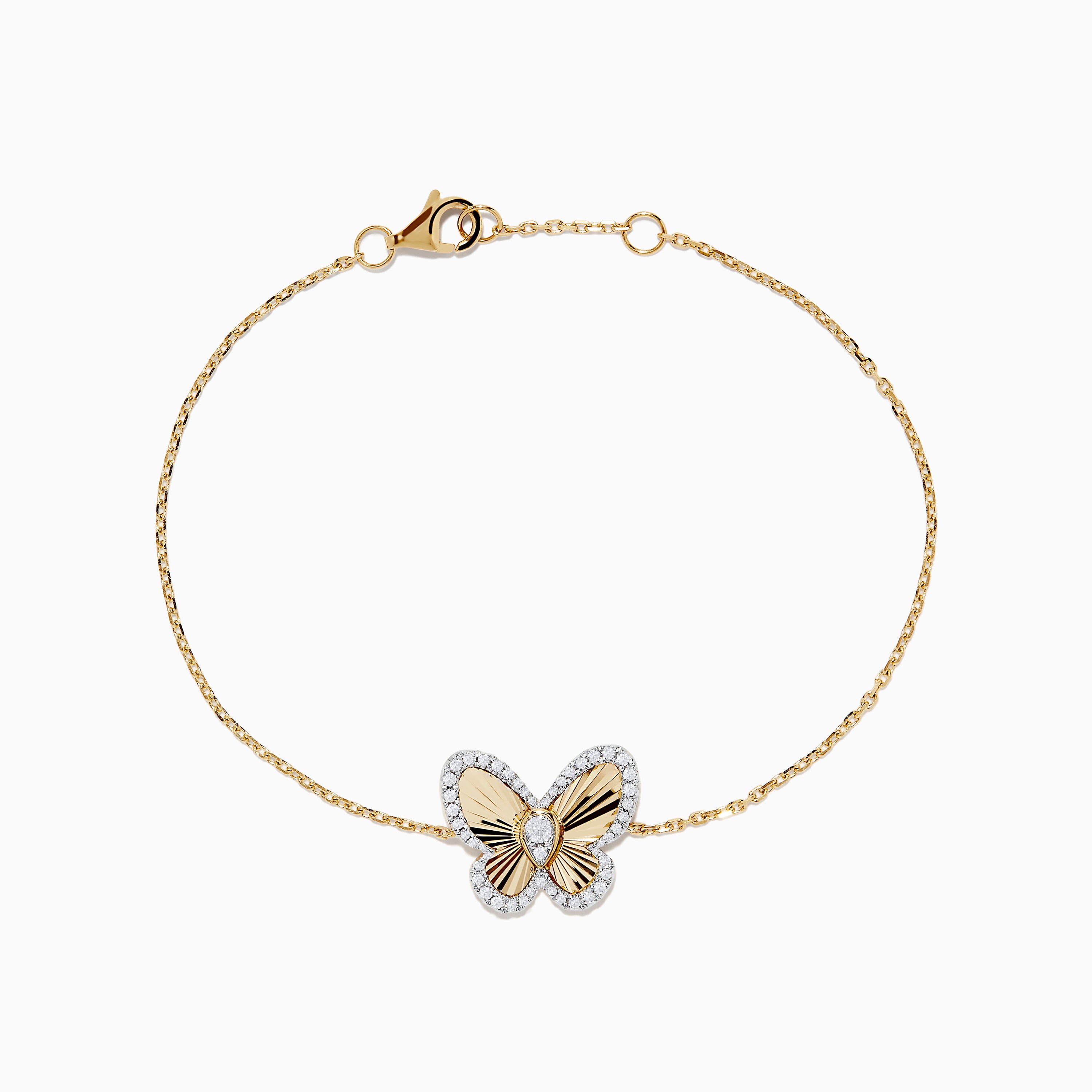 Nature 14K Yellow Gold Diamond Butterfly Bracelet – effyjewelry.com