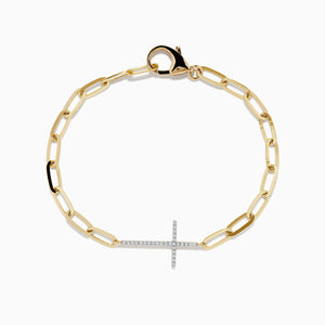 Effy Novelty 14K Yellow Gold Diamond Paperclip Love Bracelet