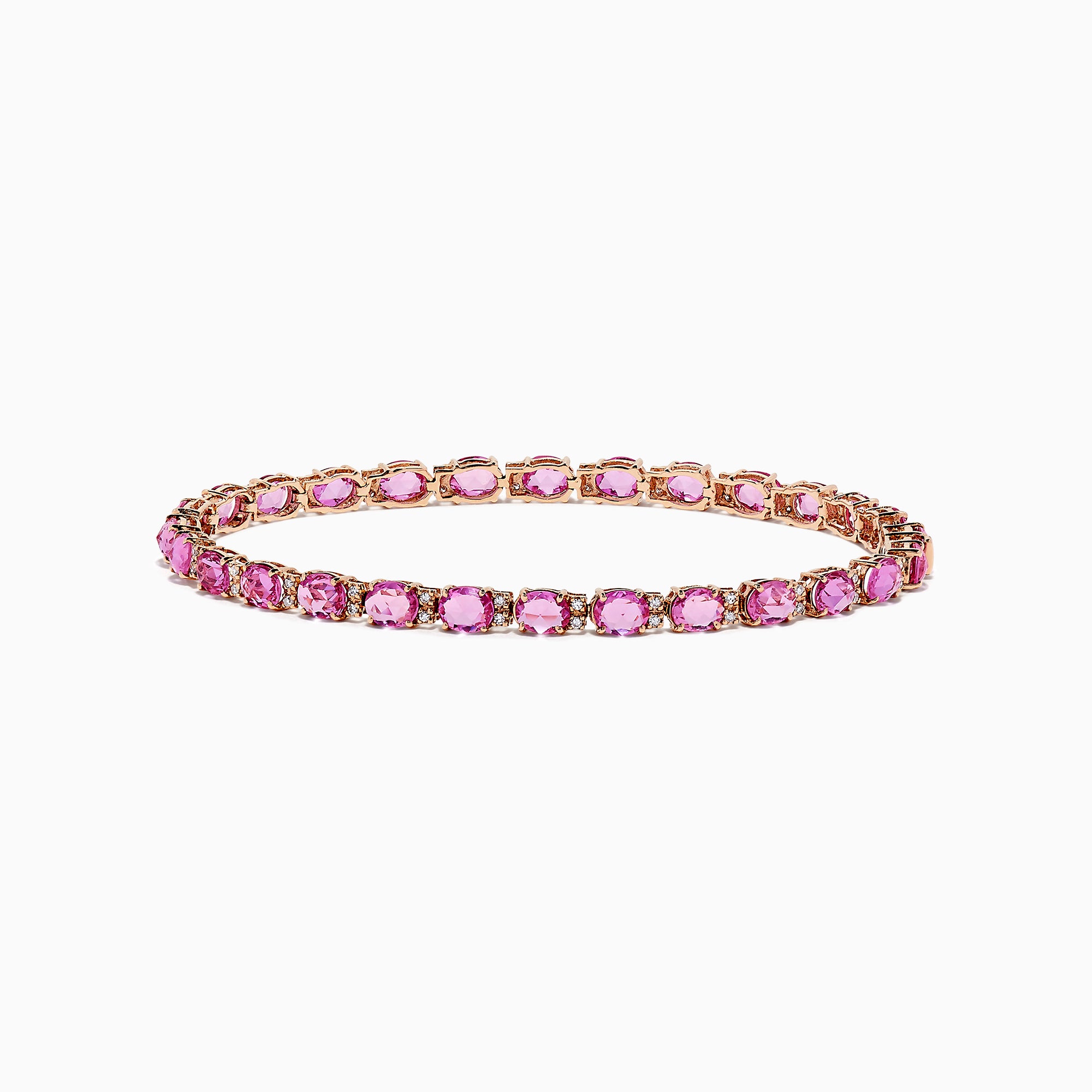 0.91 ct Pink Sapphire & Diamond Bangle on 14K Rose Gold