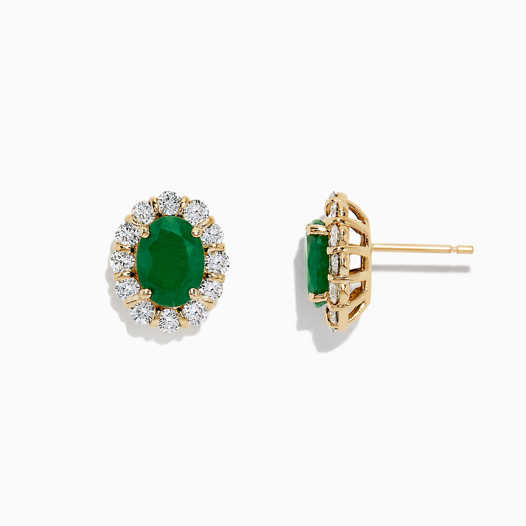 Effy Brasilica 14K Yellow Gold Emerald and Diamond Earrings, 3.22 TCW ...