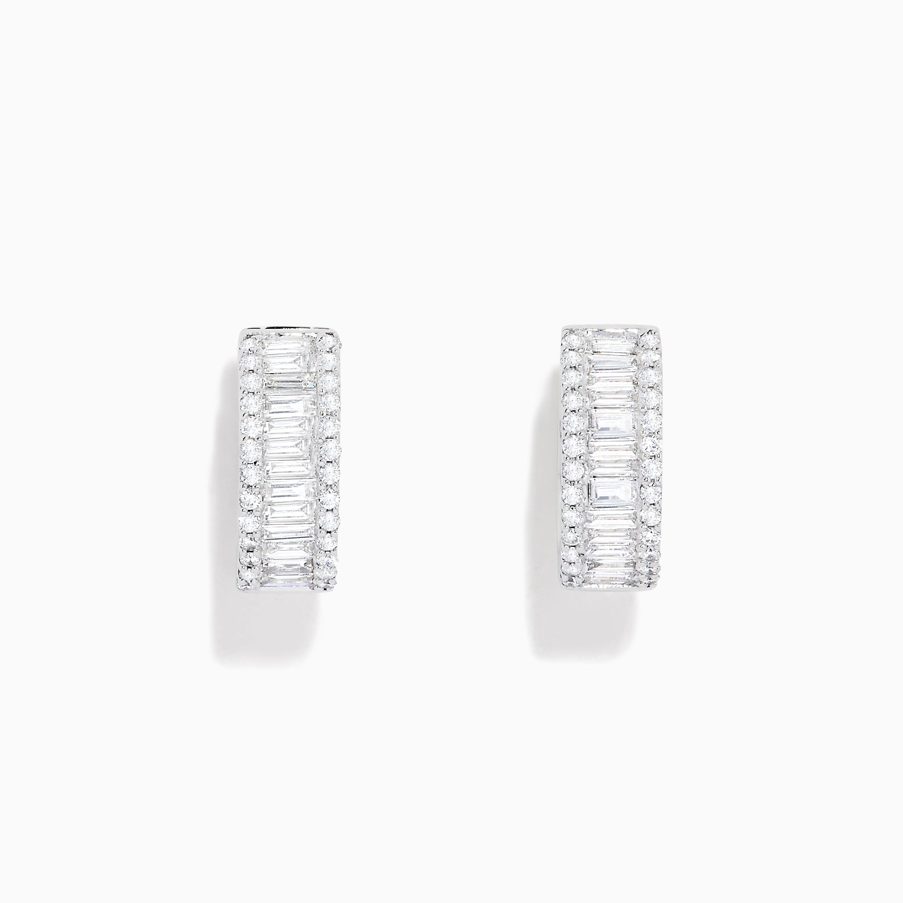 Classique 14K White Gold Diamond Huggie Hoop Earrings – effyjewelry.com