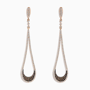 14K Rose Gold Brown and White Diamond Drop Earrings, 1.70 TCW