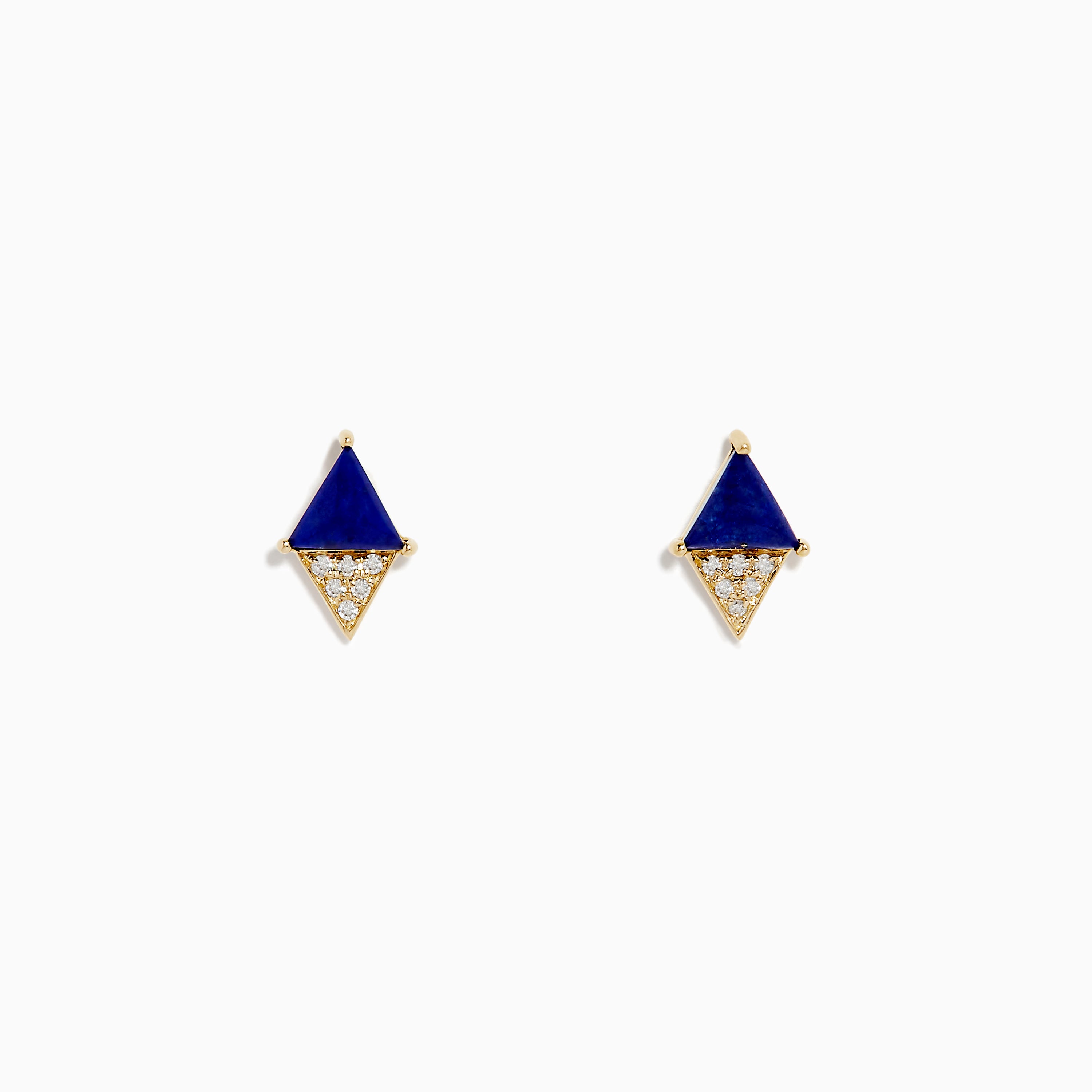 Effy 14K Yellow Gold Lapis Lazuli and Diamond Stud Earrings