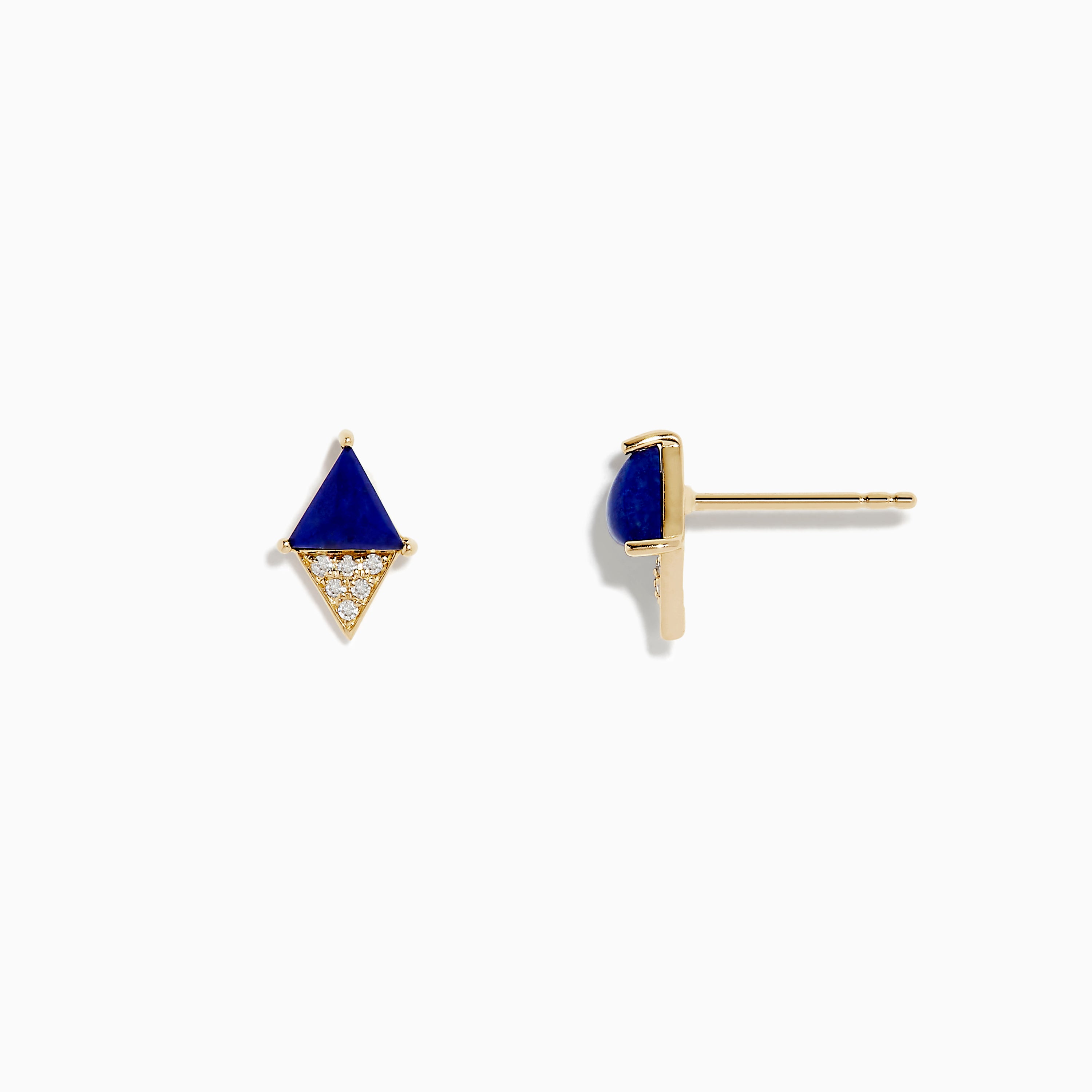 Effy 14K Yellow Gold Lapis Lazuli and Diamond Stud Earrings