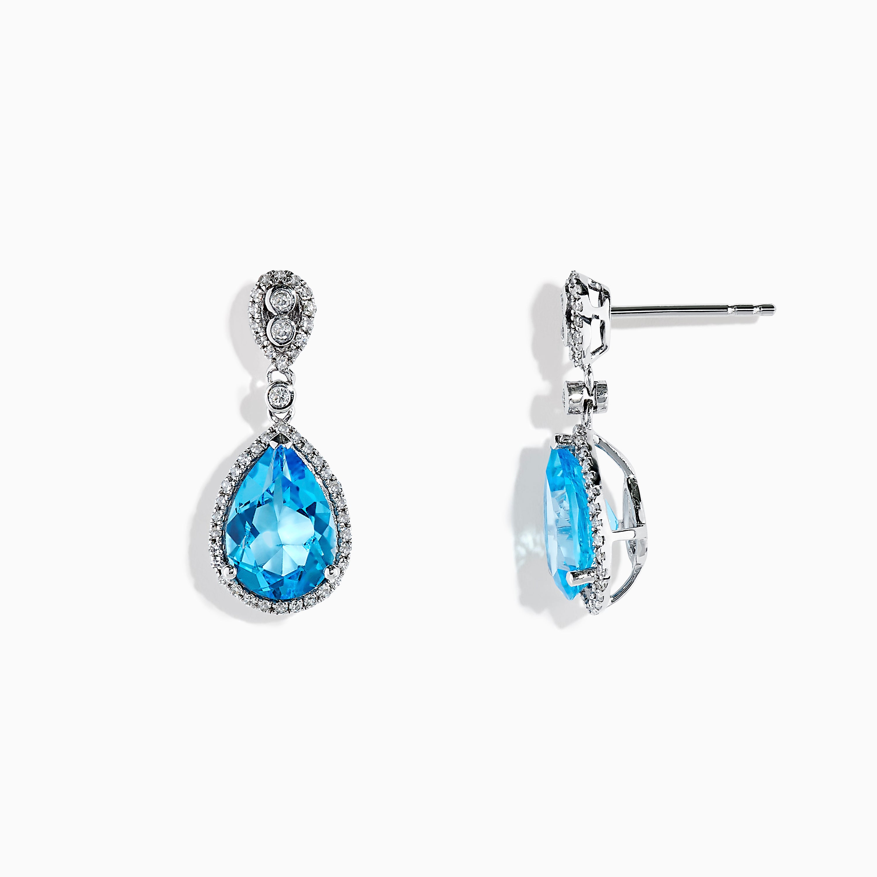 Effy Ocean Bleu 14K White Gold Topaz and Diamond Drop Earrings ...