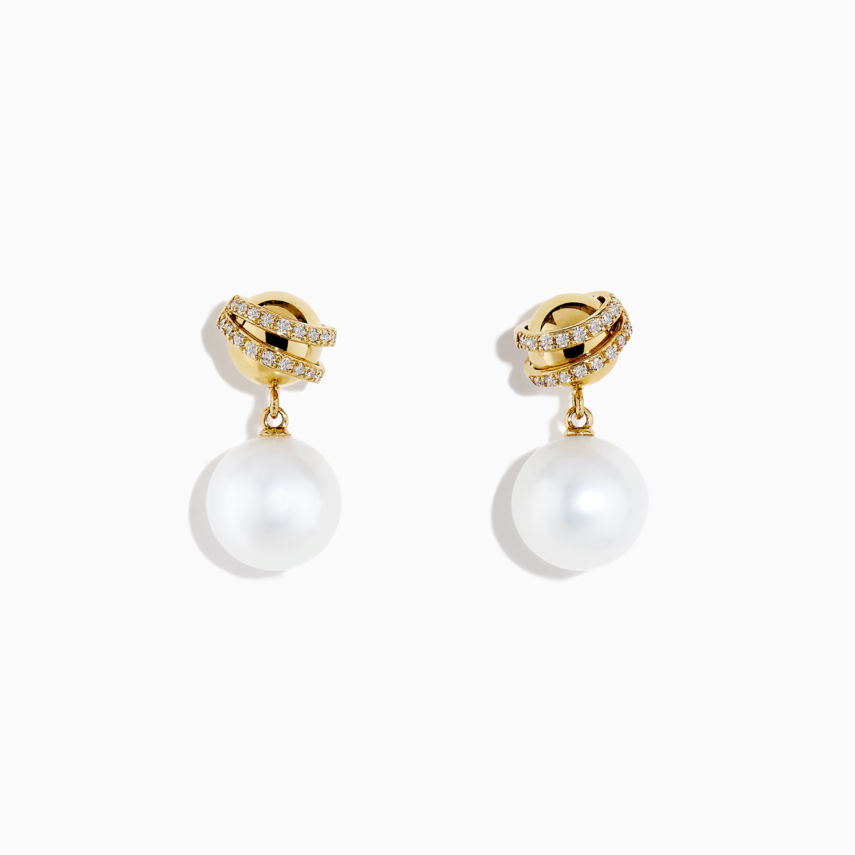 Effy 14K Yellow Gold Freshwater Pearl and Diamond Earrings ...